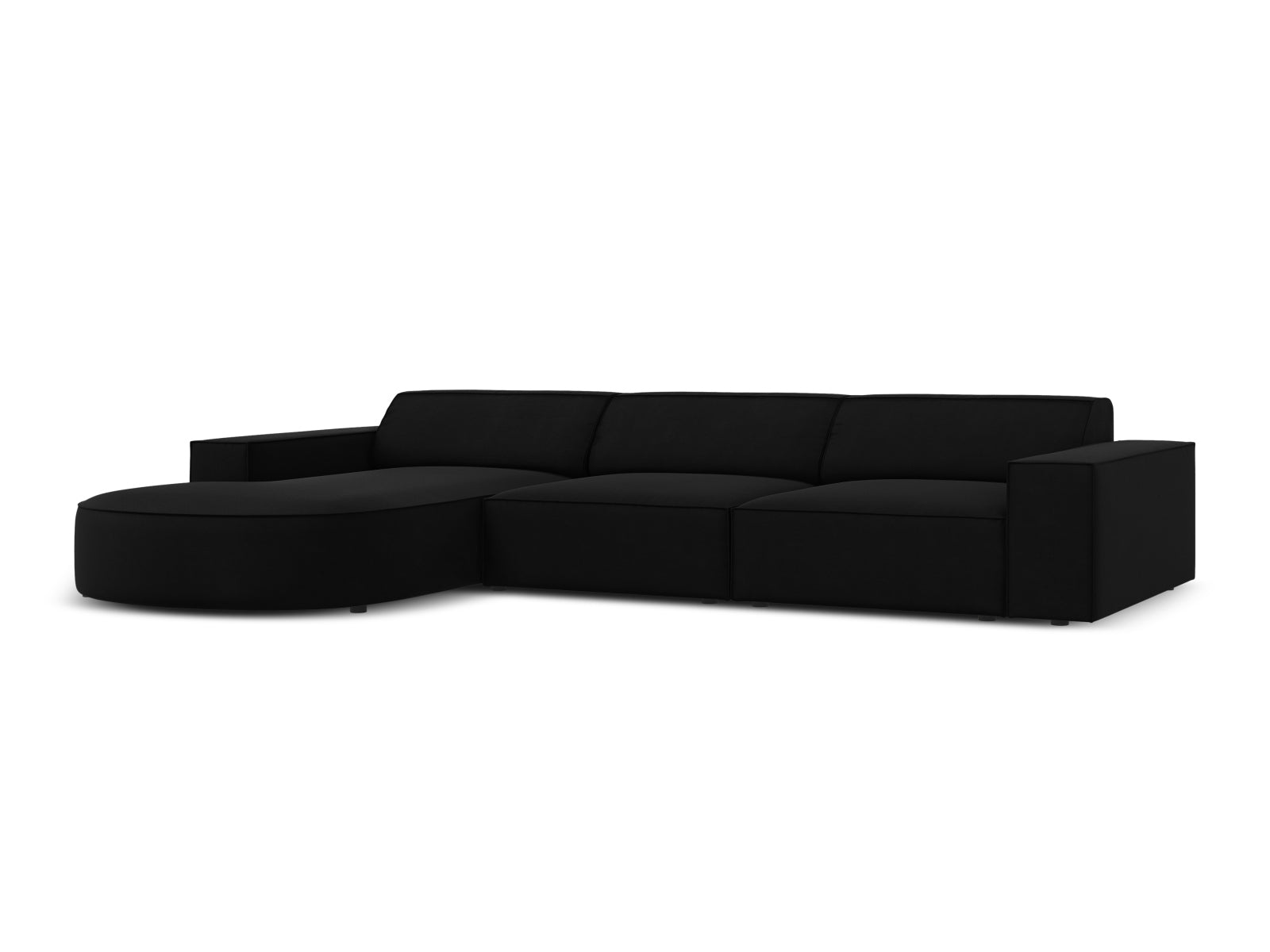 Jodie Velour modulares Ecksofa links 4 Sitzer in Black präsentiert im Onlineshop von KAQTU Design AG. Ecksofa links ist von Micadoni