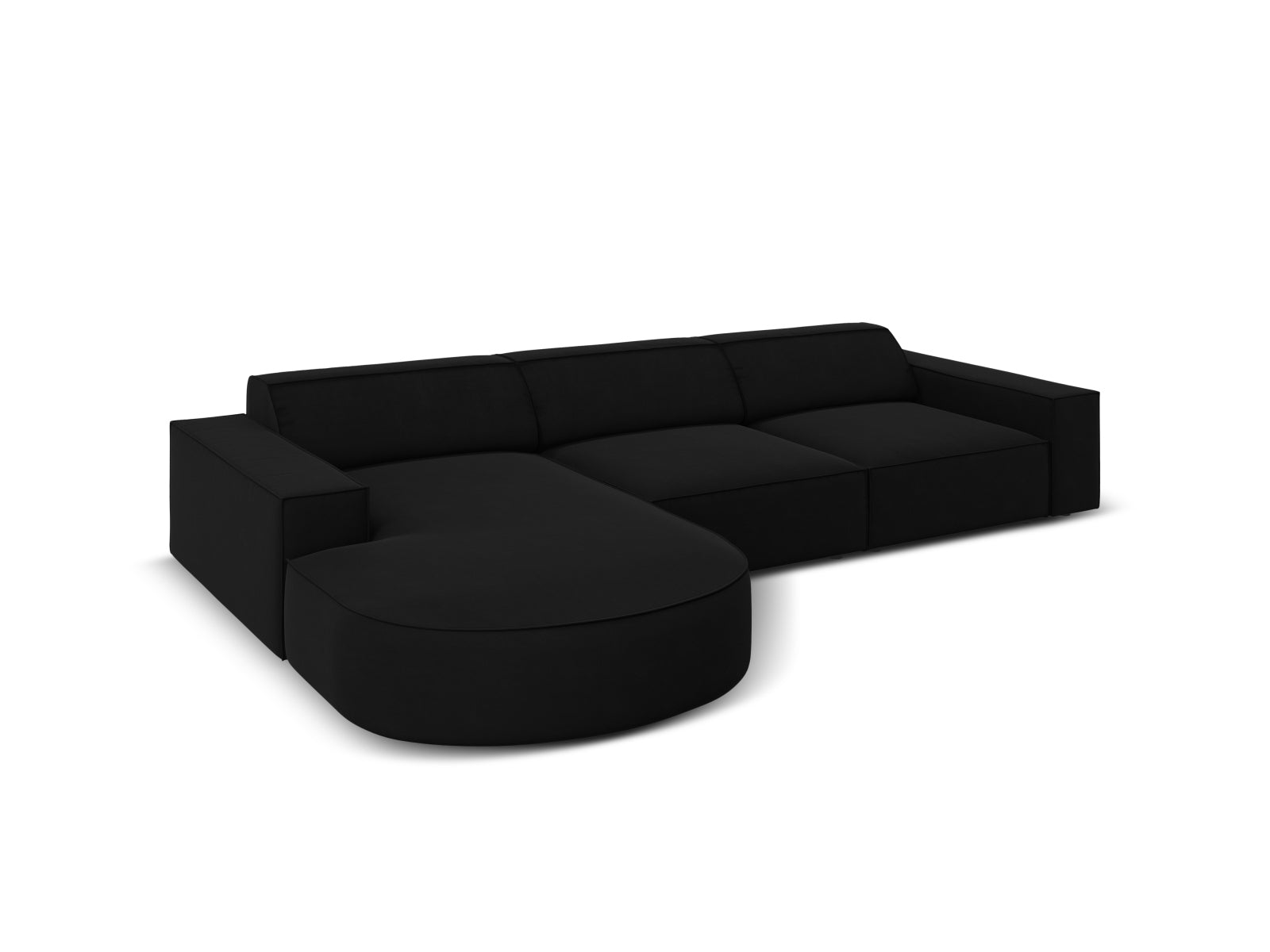 Jodie Velour modulares Ecksofa links 4 Sitzer in Black präsentiert im Onlineshop von KAQTU Design AG. Ecksofa links ist von Micadoni