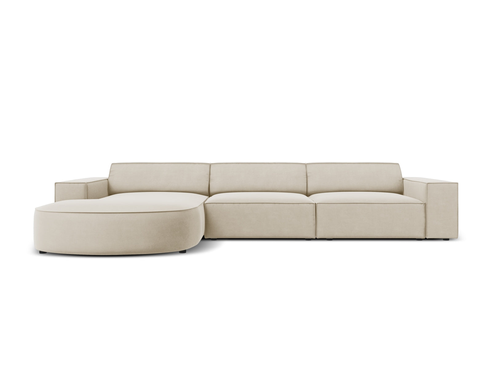 Jodie Velour modulares Ecksofa links 4 Sitzer in Dark Beige präsentiert im Onlineshop von KAQTU Design AG. Ecksofa links ist von Micadoni