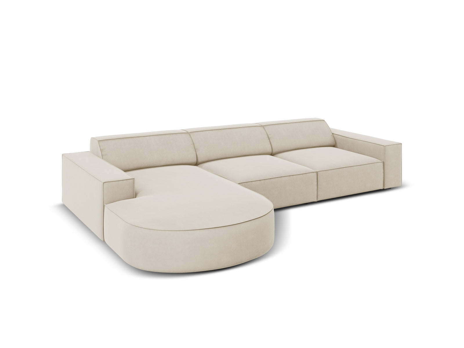 Jodie Velour modulares Ecksofa links 4 Sitzer in Dark Beige präsentiert im Onlineshop von KAQTU Design AG. Ecksofa links ist von Micadoni
