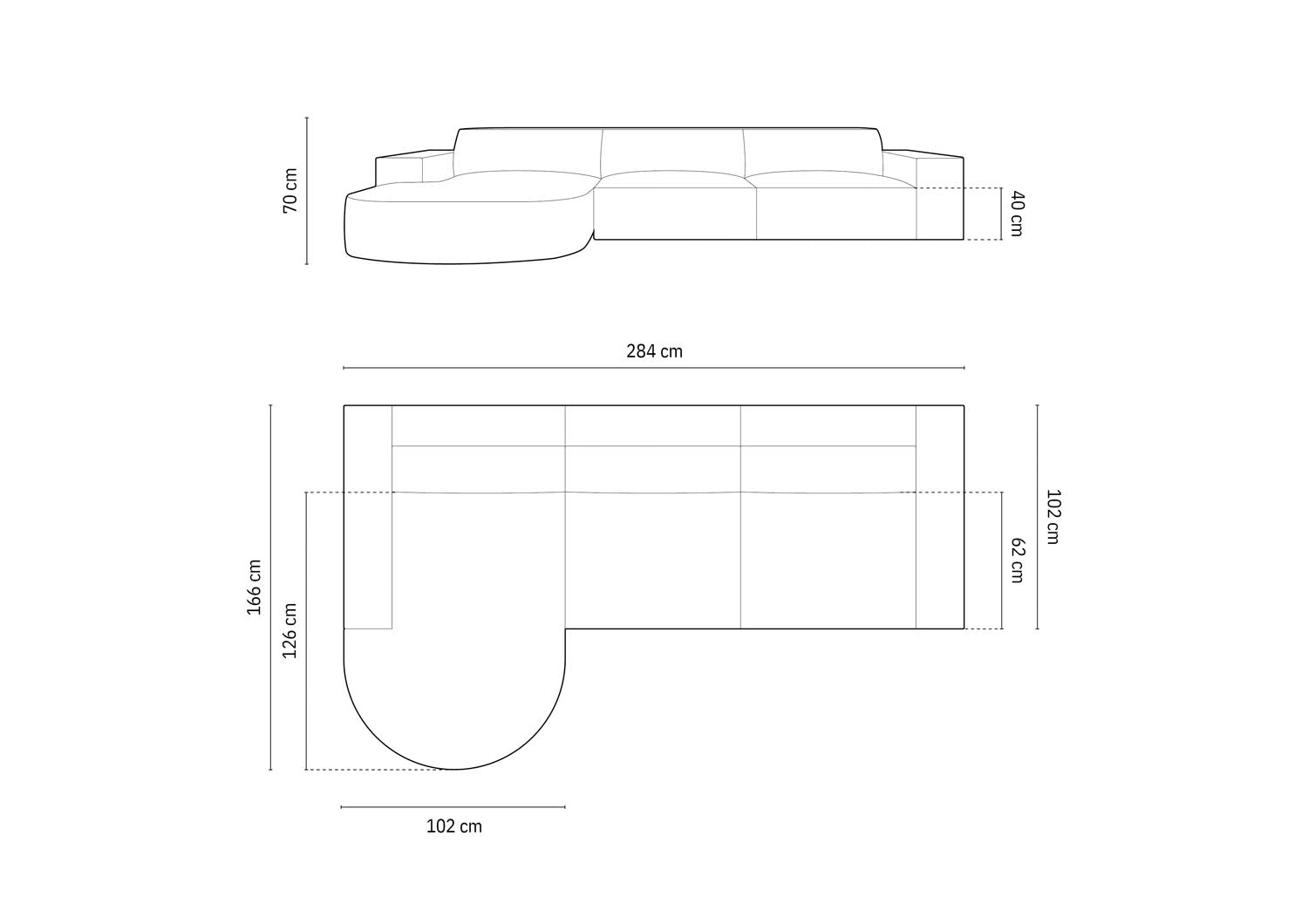 Jodie Modulares Ecksofa links 4 Sitzer in Light Beige präsentiert im Onlineshop von KAQTU Design AG. Ecksofa links ist von Micadoni