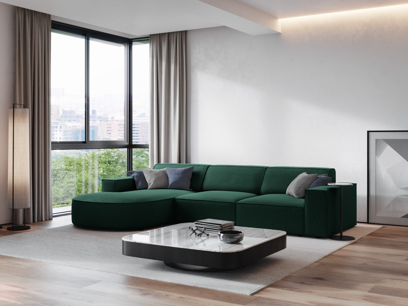 Jodie Modulares Ecksofa links 4 Sitzer in Green präsentiert im Onlineshop von KAQTU Design AG. Ecksofa links ist von Micadoni