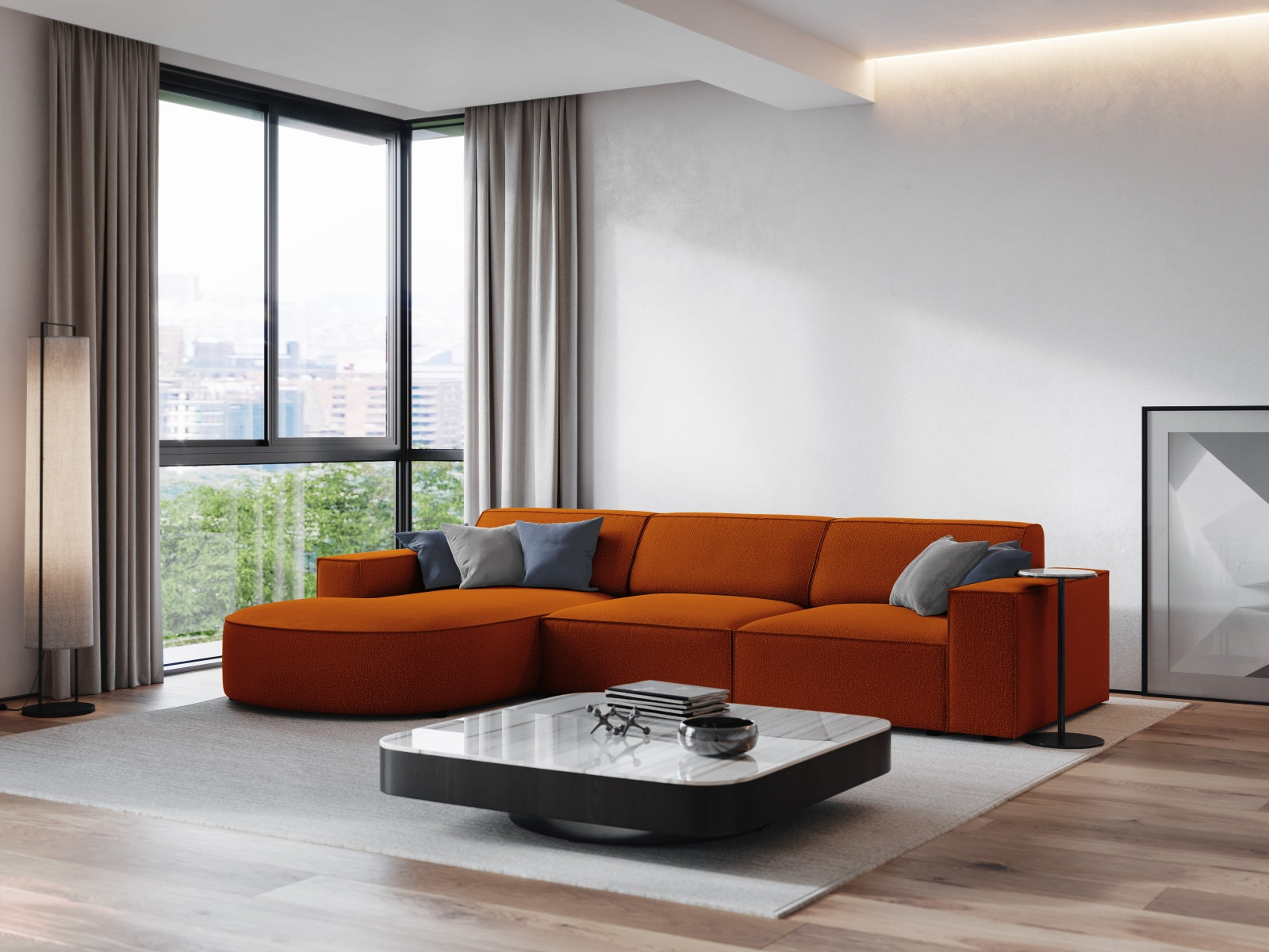 Jodie Modulares Ecksofa links 4 Sitzer in Terracotta präsentiert im Onlineshop von KAQTU Design AG. Ecksofa links ist von Micadoni