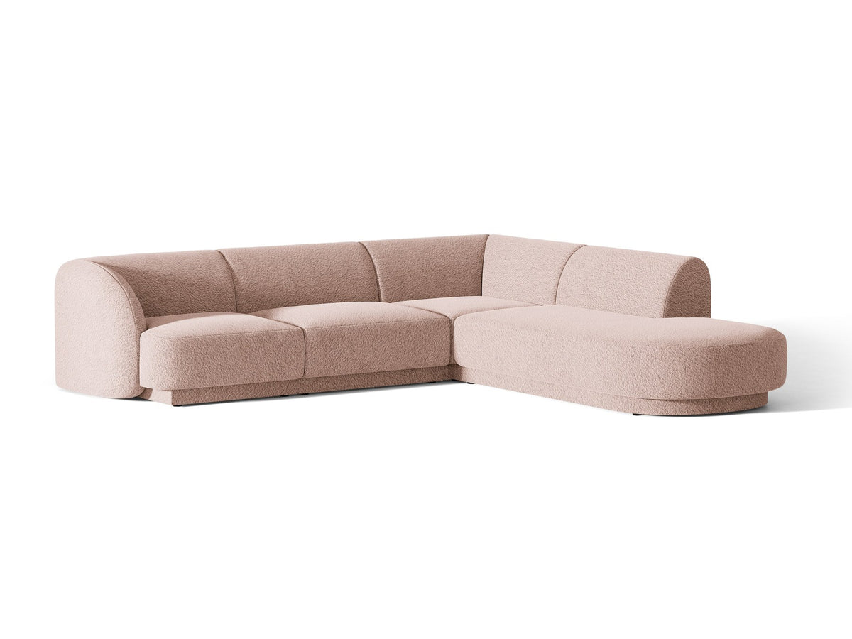 Produktfoto des Miley Ecksofas von Micadoni in Dunkelbeige, L-Form, Bezug aus Bluvel-Stoff, schwarze Kunststoffbeine, Sitzhöhe 40 cm.