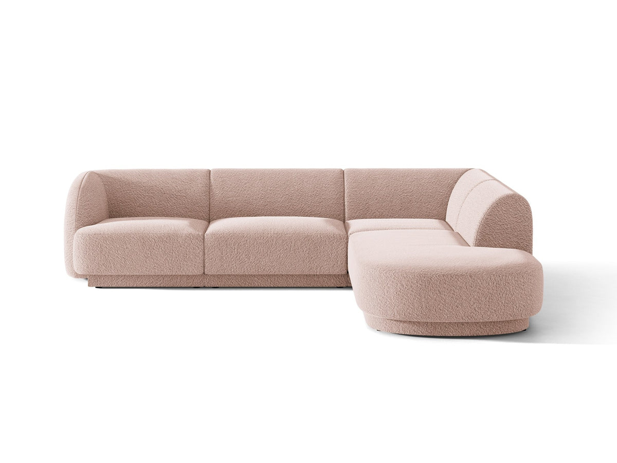 Produktfoto des Miley Ecksofas von Micadoni in Dunkelbeige, L-Form, Bezug aus Bluvel-Stoff, schwarze Kunststoffbeine, Sitzhöhe 40 cm.