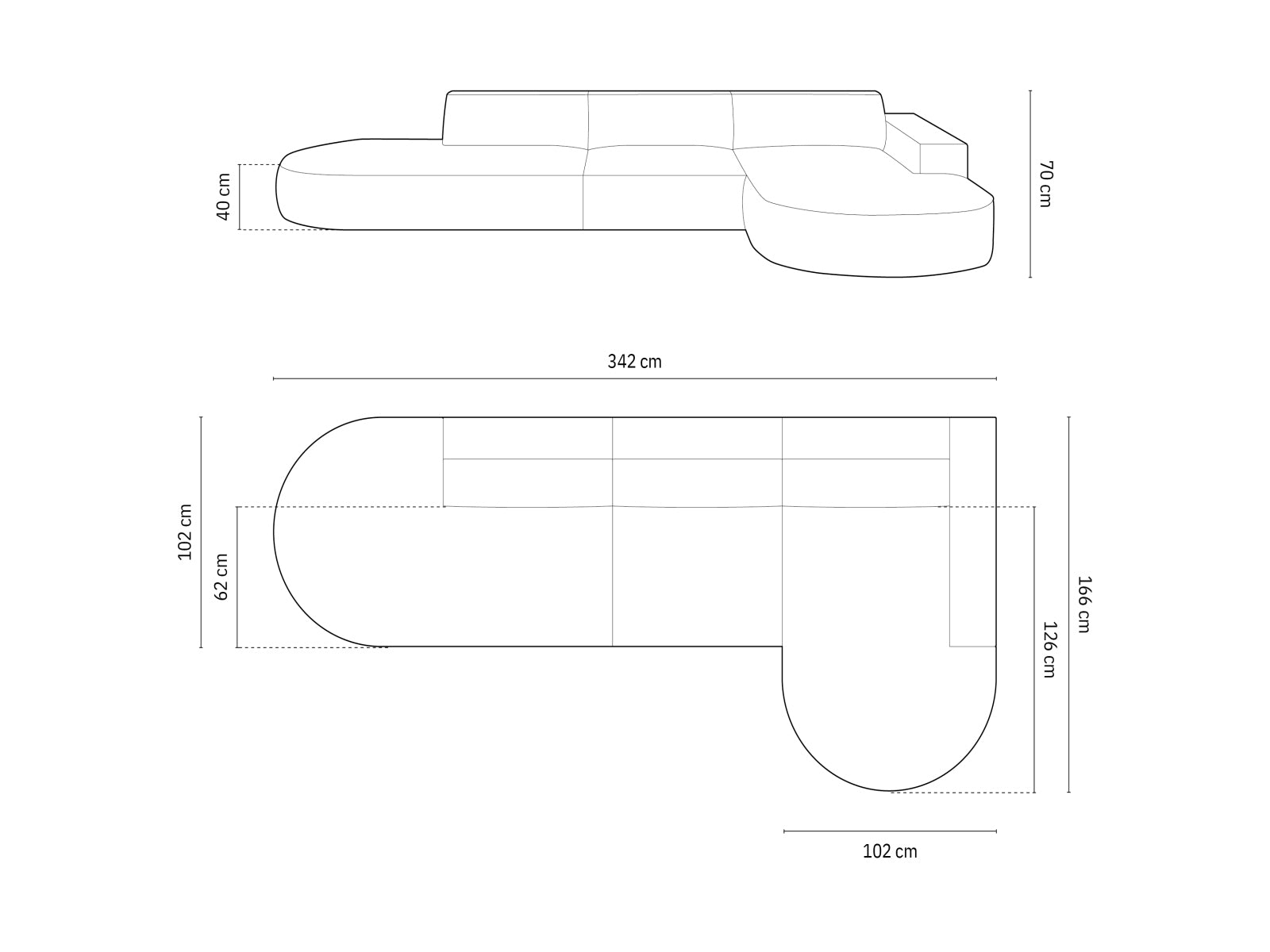 Jodie Modulares Ecksofa rechts 4 Sitzer in Black präsentiert im Onlineshop von KAQTU Design AG. Ecksofa rechts ist von Micadoni