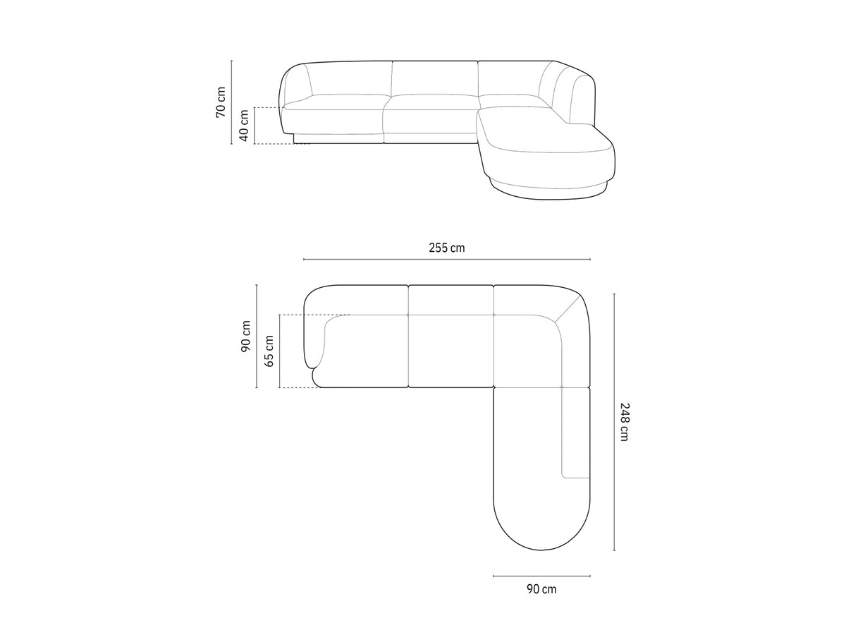 Miley Ecksofa rechts 6 Sitzer in Beige-Eden präsentiert im Onlineshop von KAQTU Design AG. Ecksofa rechts ist von Micadoni