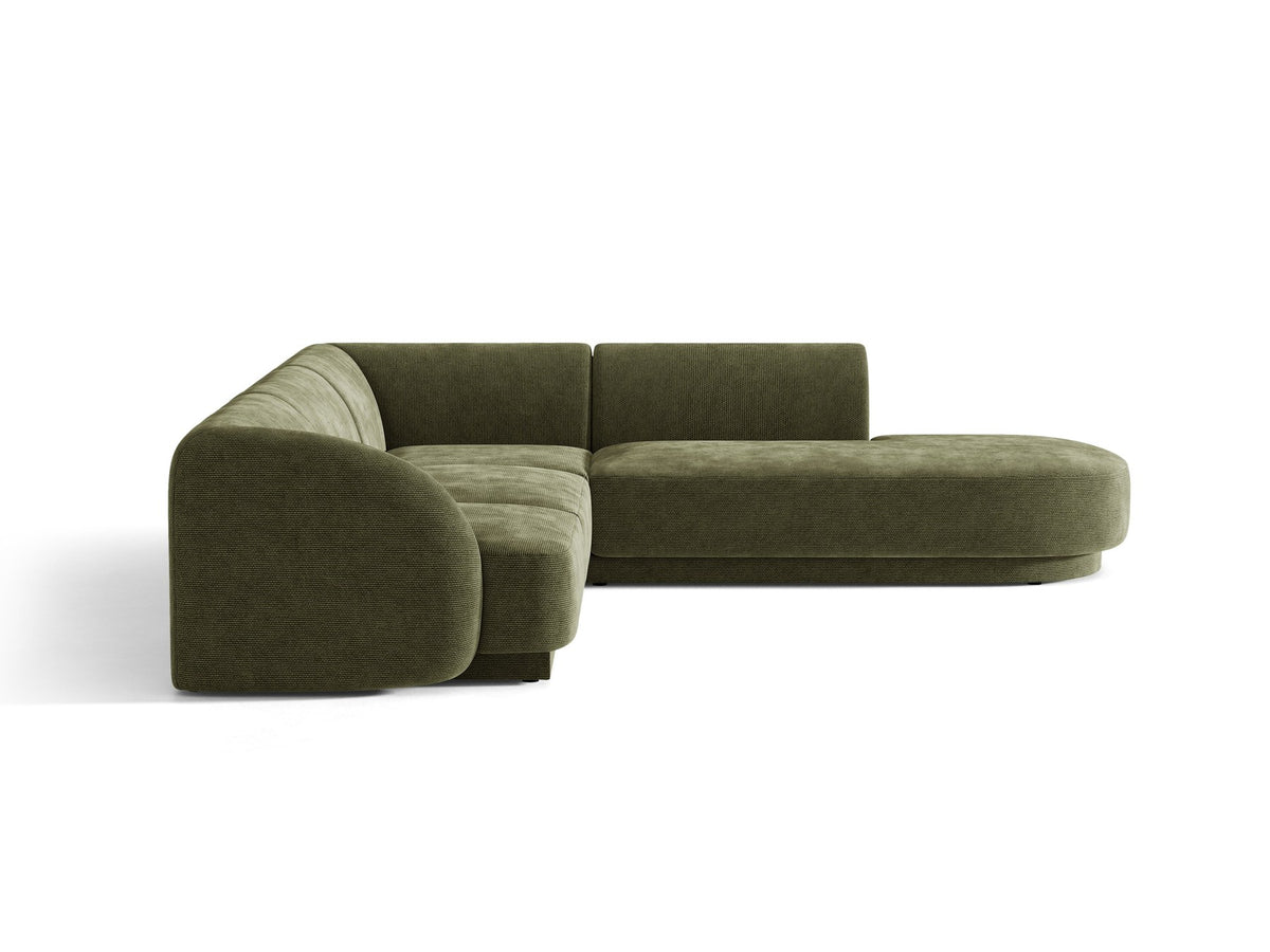 Produktfoto des Miley Ecksofas von Micadoni in Dunkelbeige, L-Form, Bezug aus Bluvel-Stoff, schwarze Kunststoffbeine, Sitzhöhe 40 cm.