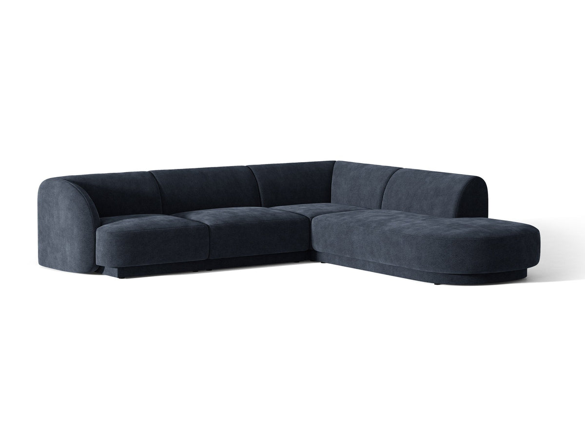 Produktfoto des Miley Ecksofas von Micadoni in Dunkelbeige, L-Form, Bezug aus Bluvel-Stoff, schwarze Kunststoffbeine, Sitzhöhe 40 cm.