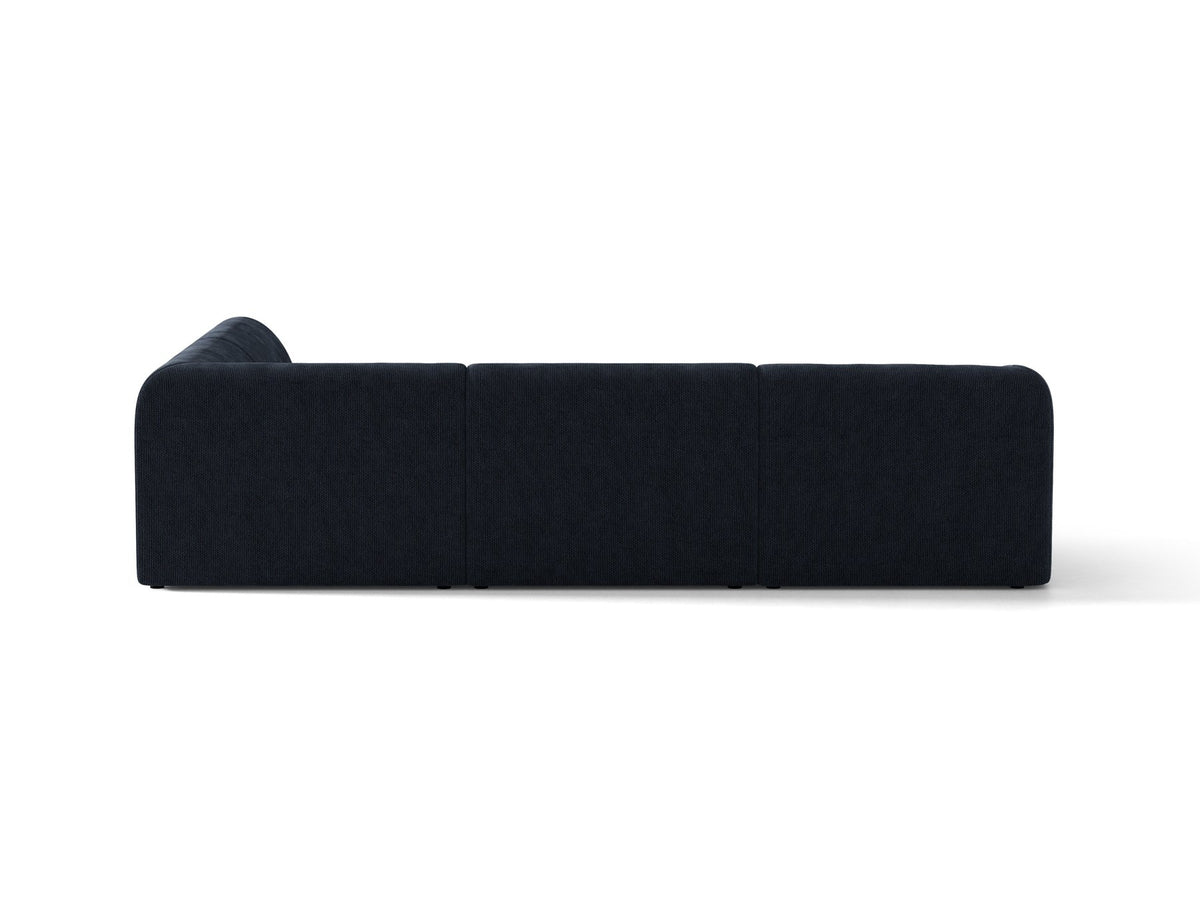 Produktfoto des Miley Ecksofas von Micadoni in Dunkelbeige, L-Form, Bezug aus Bluvel-Stoff, schwarze Kunststoffbeine, Sitzhöhe 40 cm.