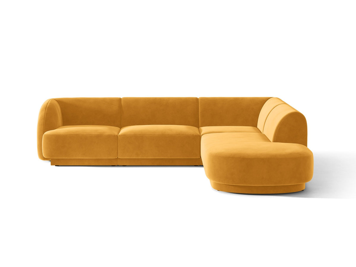 Produktfoto des Miley Ecksofas von Micadoni in Dunkelbeige, L-Form, Bezug aus Bluvel-Stoff, schwarze Kunststoffbeine, Sitzhöhe 40 cm.