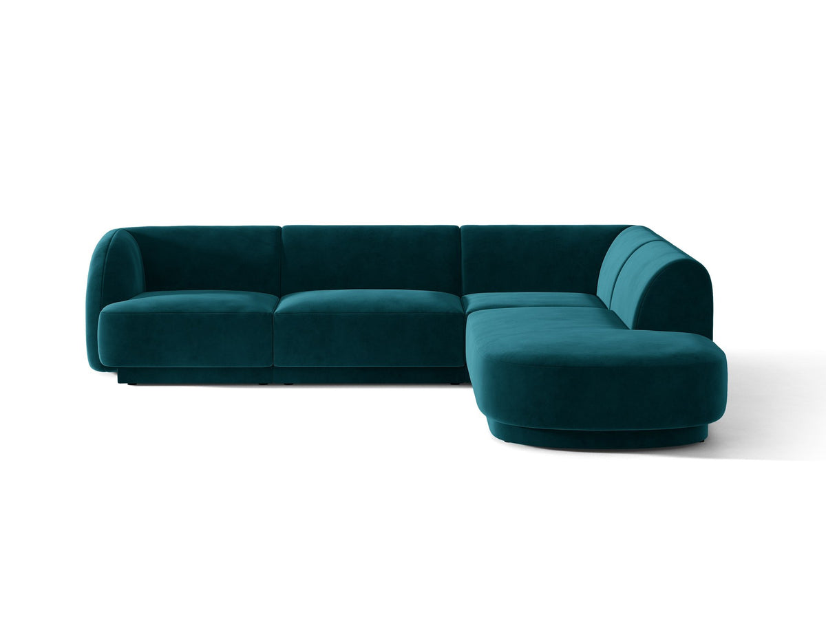 Produktfoto des Miley Ecksofas von Micadoni in Dunkelbeige, L-Form, Bezug aus Bluvel-Stoff, schwarze Kunststoffbeine, Sitzhöhe 40 cm.