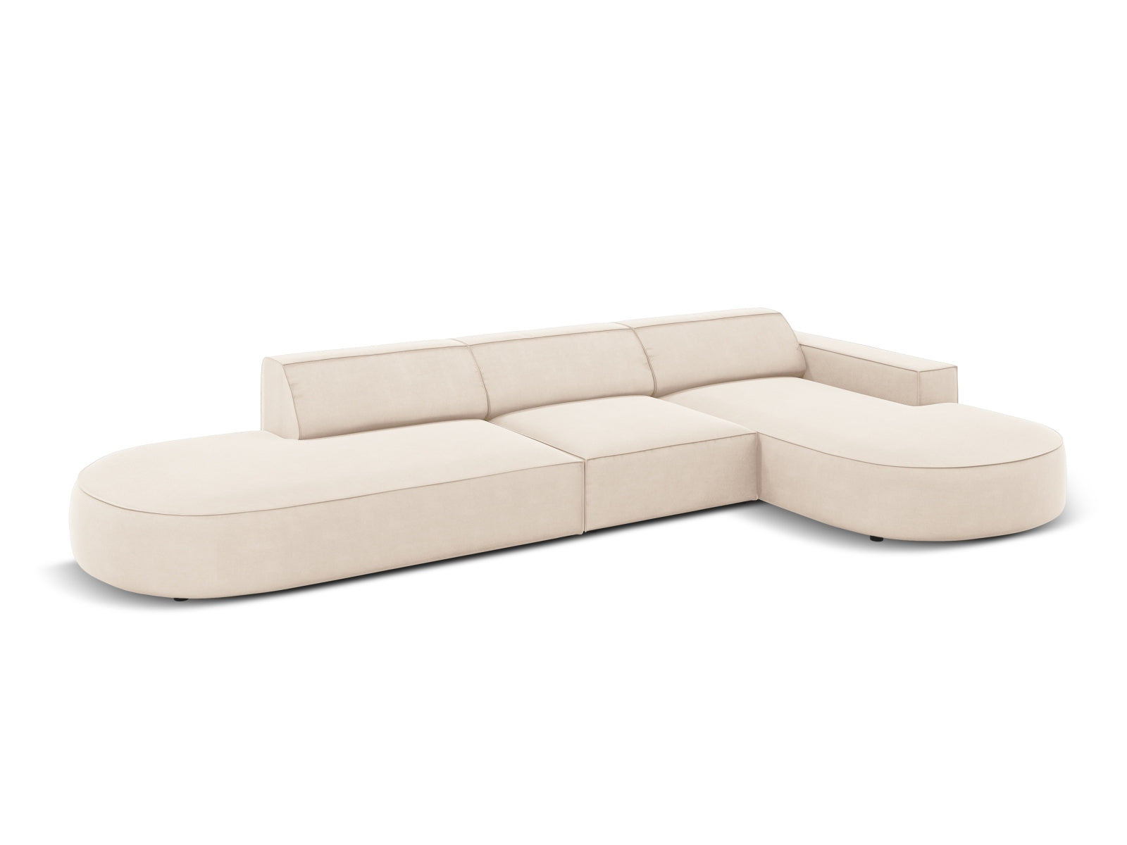 Jodie Velour modulares Ecksofa rechts 4 Sitzer in Light Beige präsentiert im Onlineshop von KAQTU Design AG. Ecksofa rechts ist von Micadoni