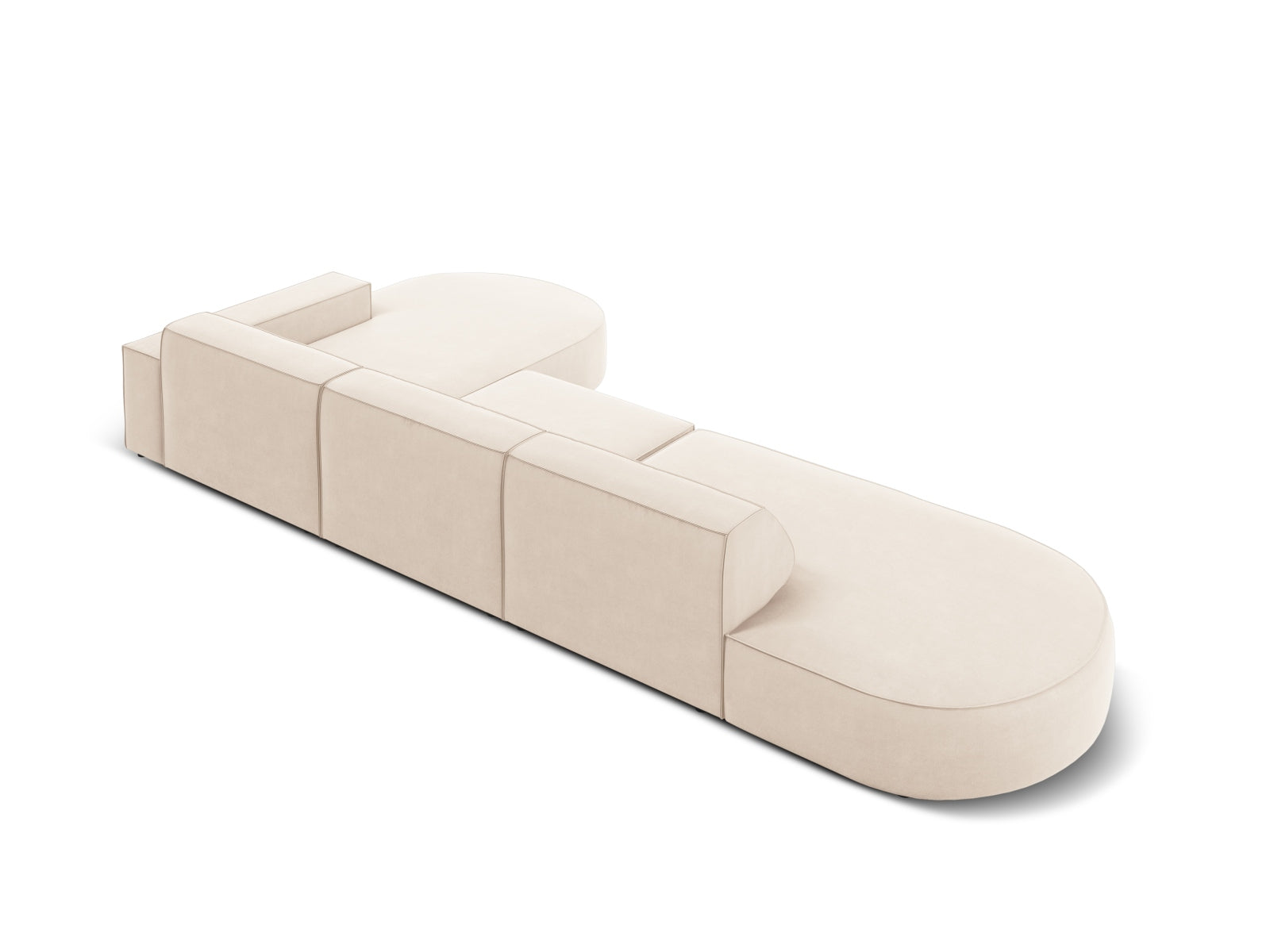 Jodie Velour modulares Ecksofa rechts 4 Sitzer in Light Beige präsentiert im Onlineshop von KAQTU Design AG. Ecksofa rechts ist von Micadoni