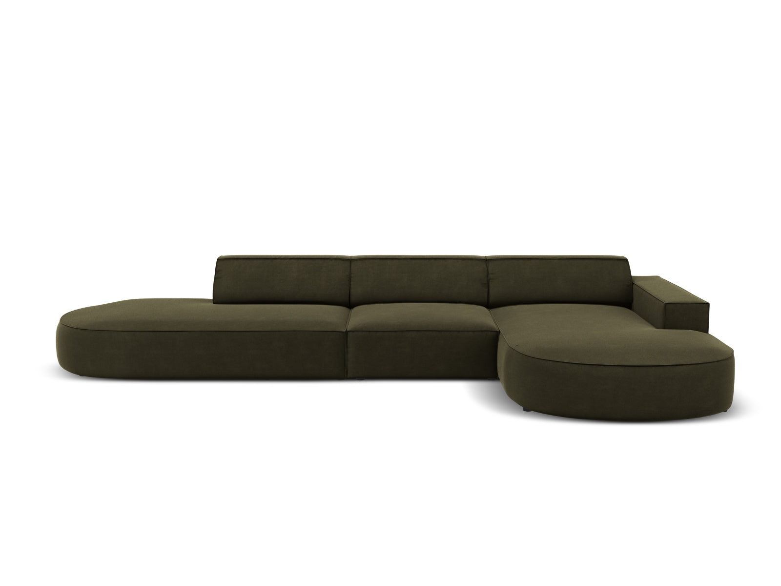 Jodie Velour modulares Ecksofa rechts 4 Sitzer in Green präsentiert im Onlineshop von KAQTU Design AG. Ecksofa rechts ist von Micadoni