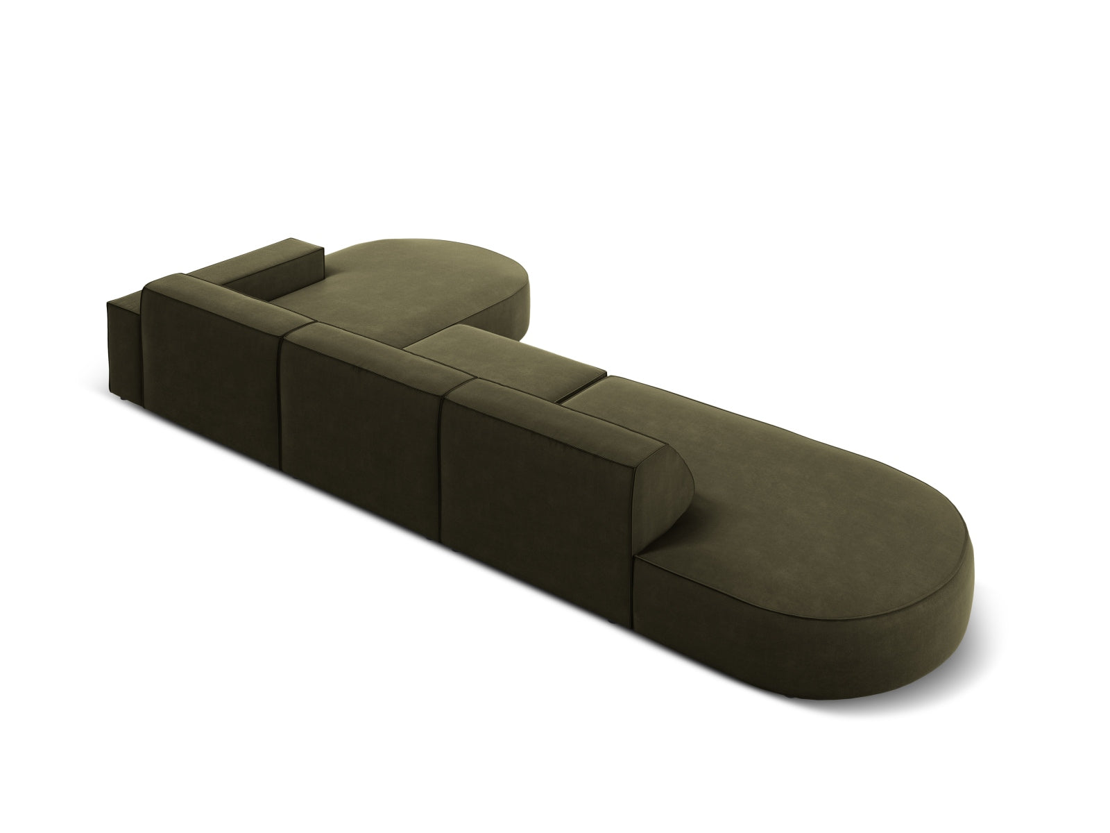 Jodie Velour modulares Ecksofa rechts 4 Sitzer in Green präsentiert im Onlineshop von KAQTU Design AG. Ecksofa rechts ist von Micadoni