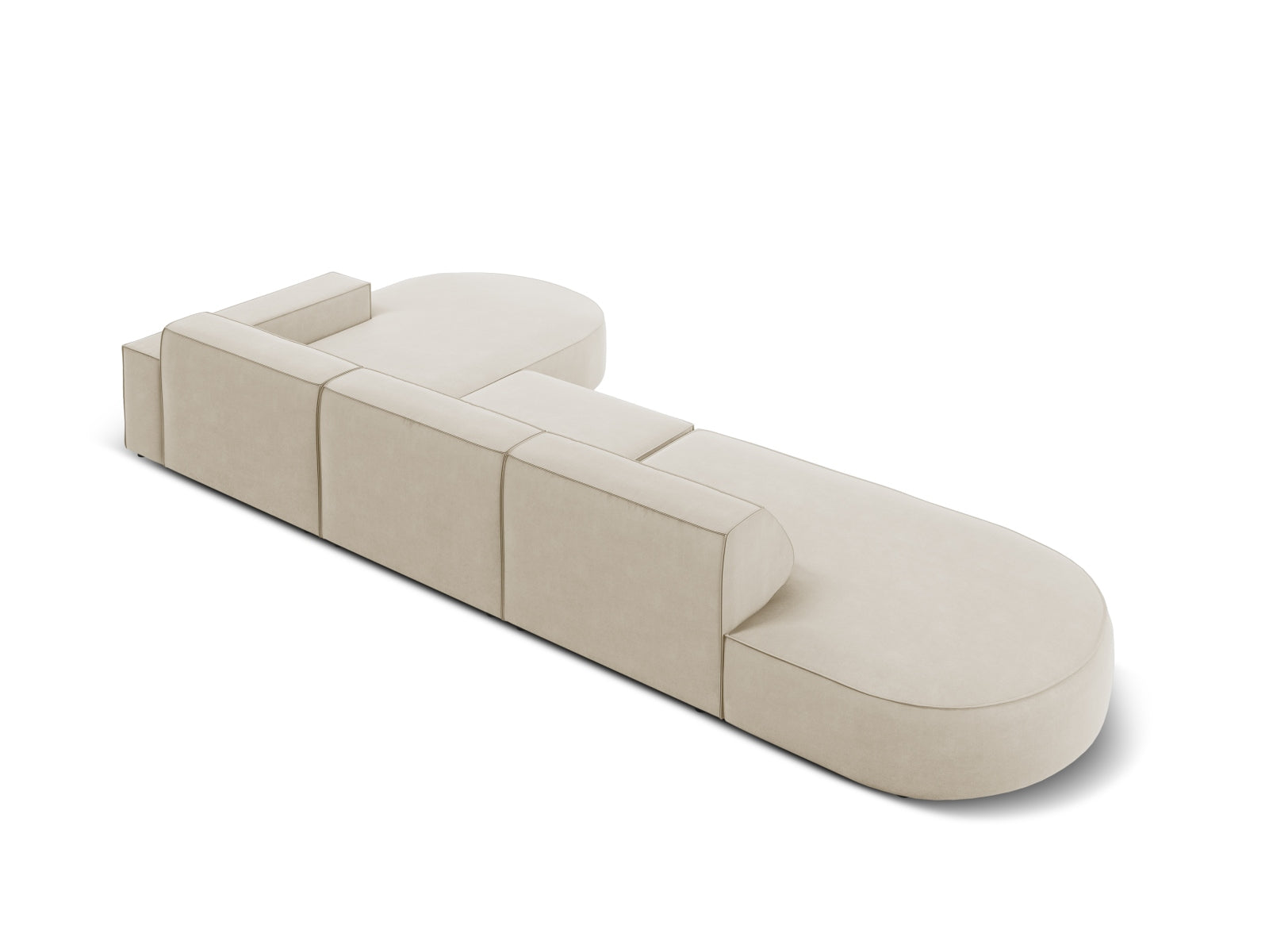 Jodie Velour modulares Ecksofa rechts 4 Sitzer in Dark Beige präsentiert im Onlineshop von KAQTU Design AG. Ecksofa rechts ist von Micadoni
