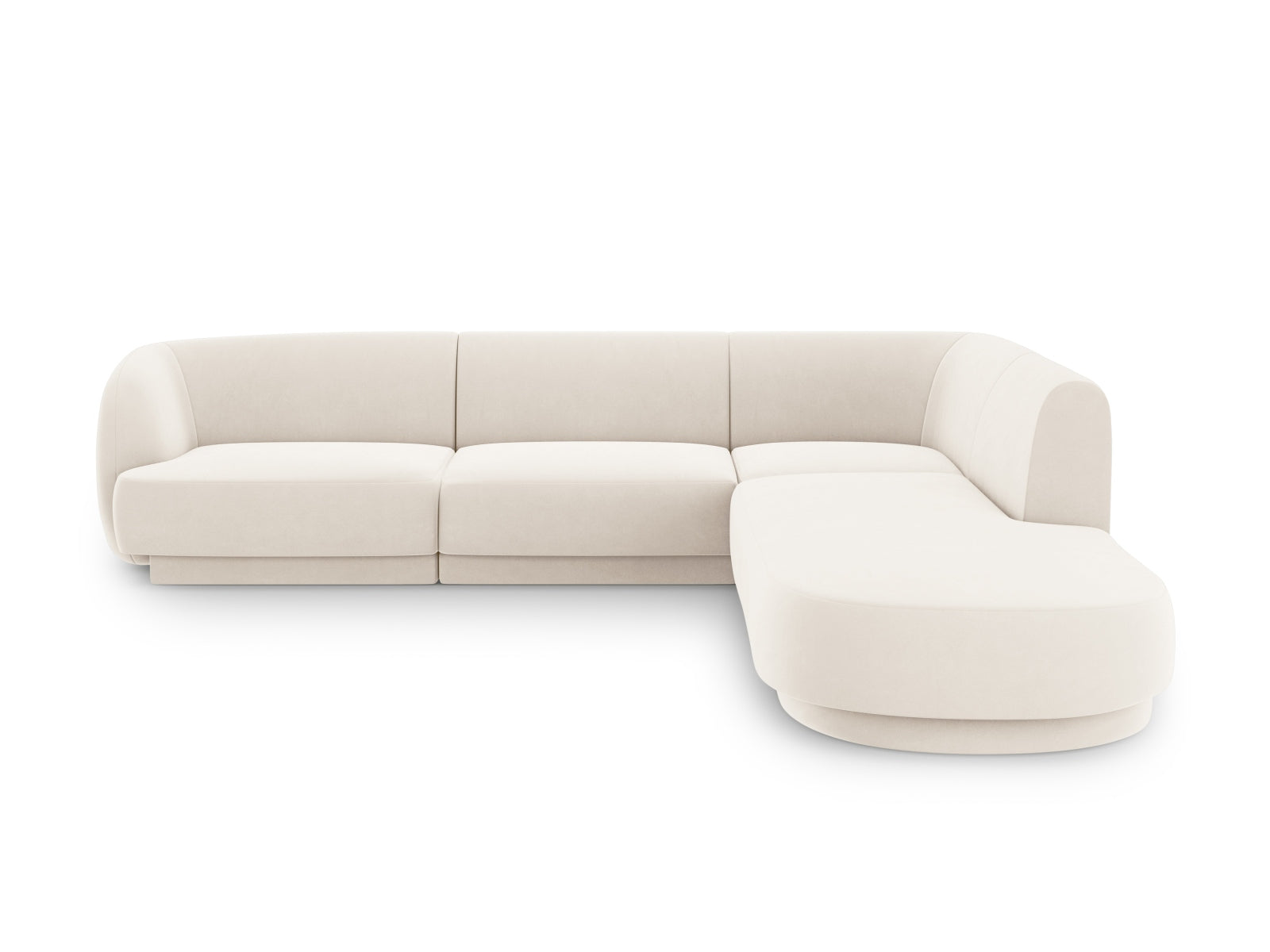 Miley Velour Ecksofa rechts 6 Sitzer in Light Beige-Bluvel präsentiert im Onlineshop von KAQTU Design AG. Ecksofa rechts ist von Micadoni