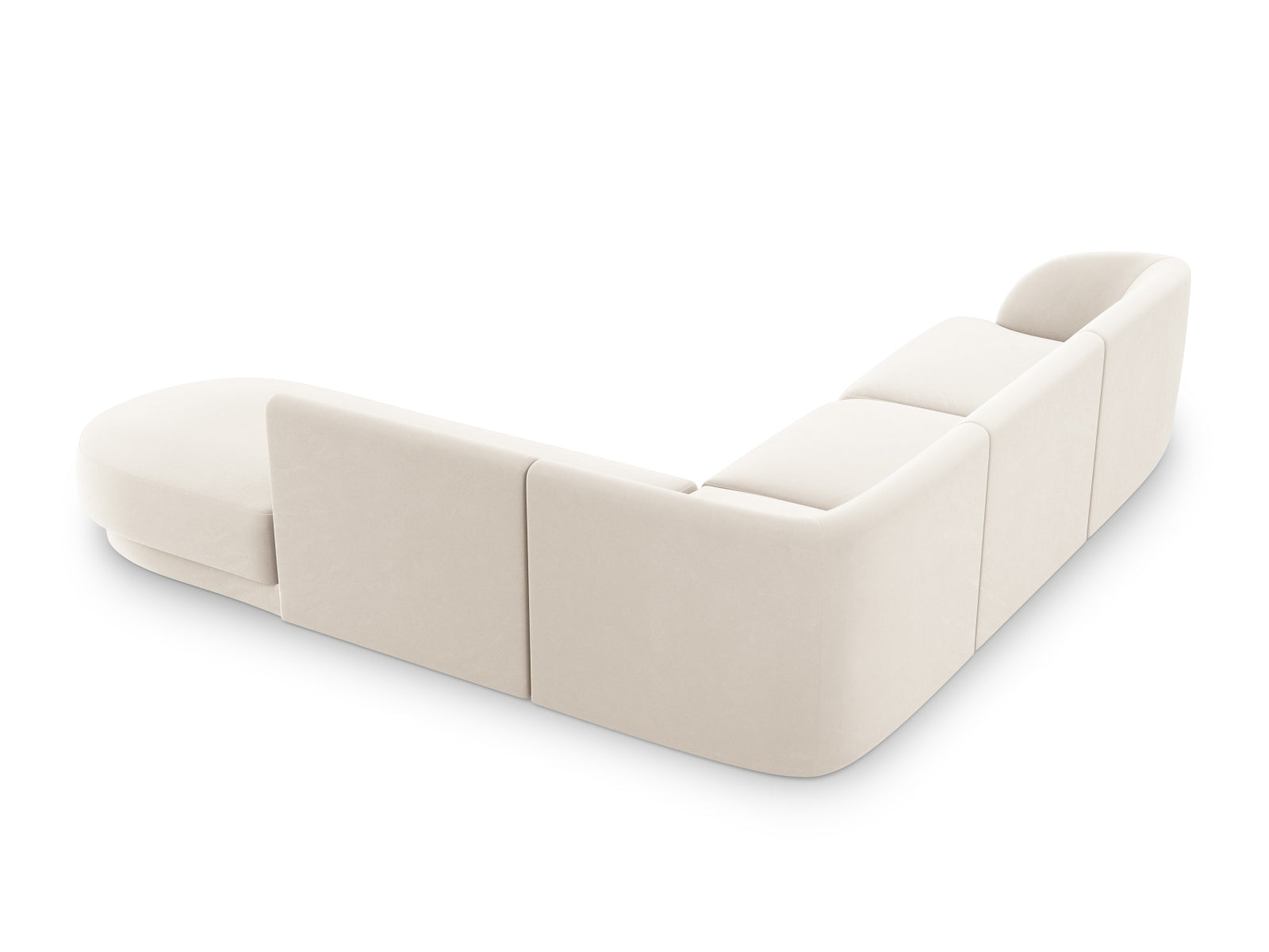 Beige Miley Velour Ecksofa mit 6 Sitzplätzen, modernes Design für gemütliche Wohnzimmer, erhältlich bei Micadoni.