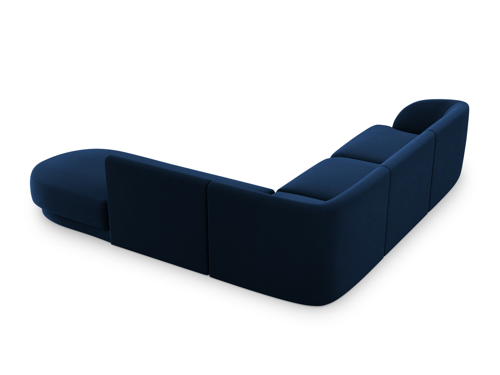 Luxuriöses Miley Velour Ecksofa in Royalblau, 6-Sitzer, perfekt für moderne Wohnräume, erhältlich bei Micadoni.