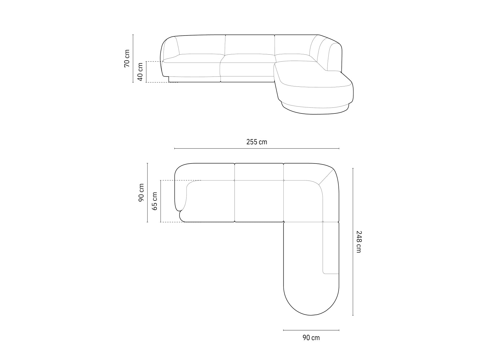 Miley Velour Ecksofa rechts 6 Sitzer in Black präsentiert im Onlineshop von KAQTU Design AG. Ecksofa rechts ist von Micadoni