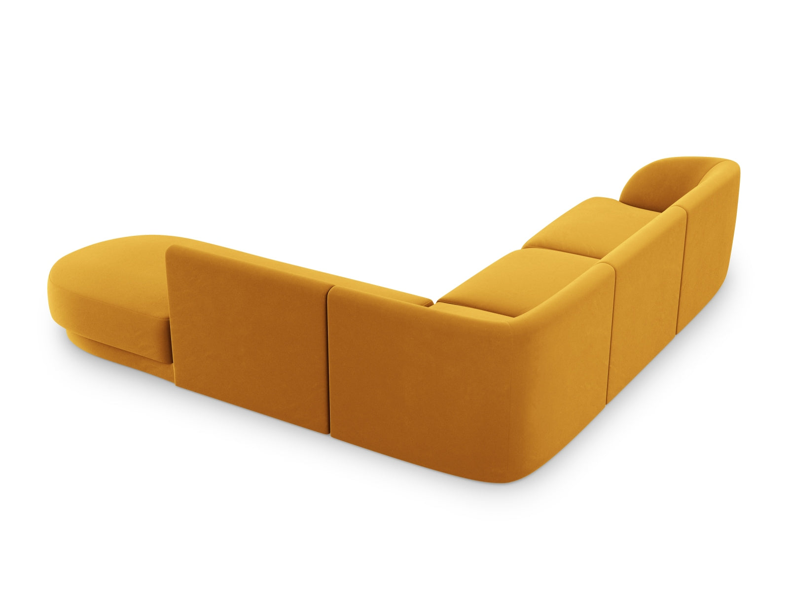Stylisches Miley Velour Ecksofa in Gelb-Blau, 6-Sitzer, perfekt für moderne Wohnzimmer, erhältlich bei Micadoni.