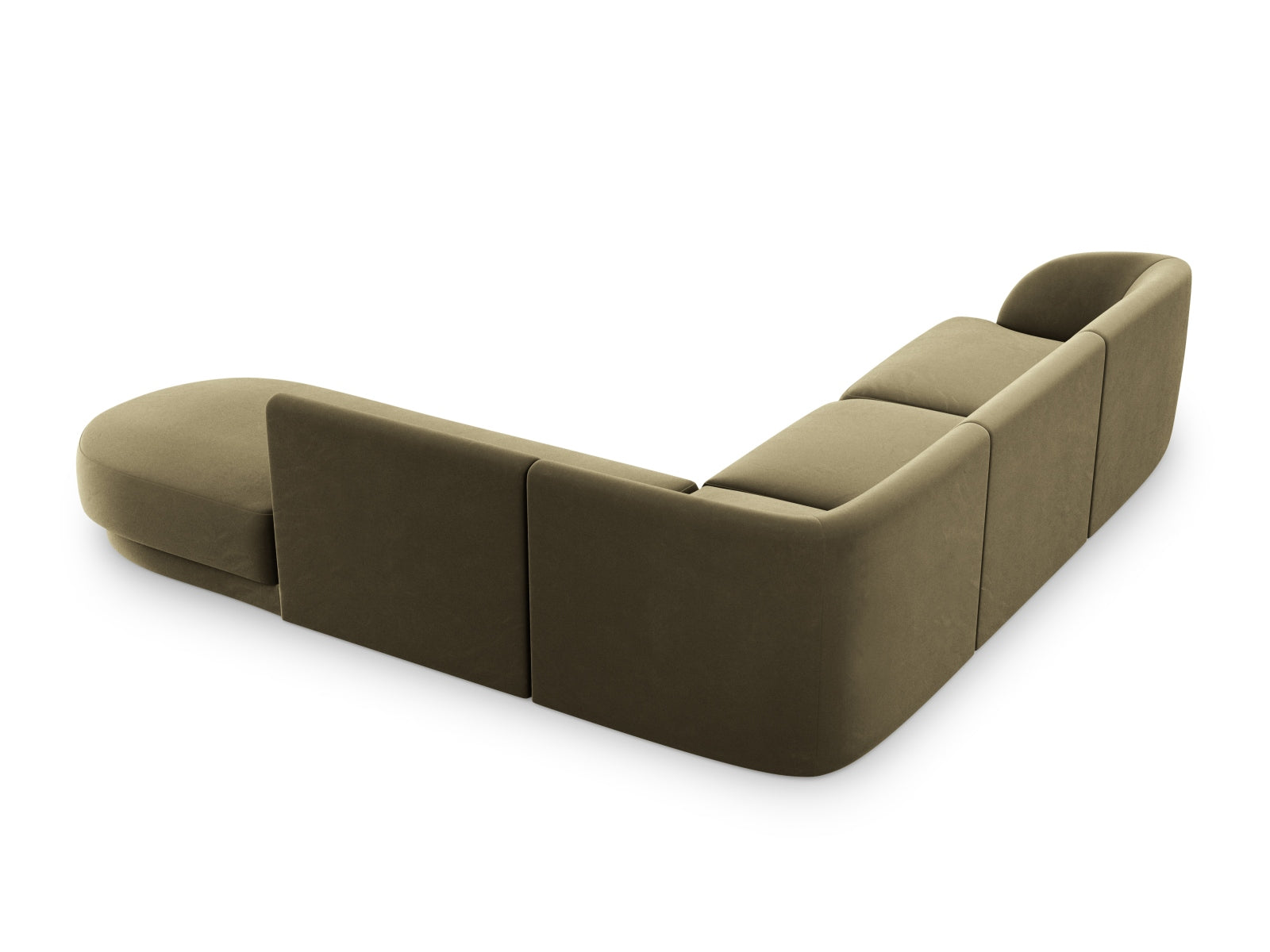 Modernes 6-Sitzer Ecksofa Miley aus Velours in ansprechendem Grün-Blau, perfekt für gemütliche und stilvolle Wohnbereiche von Micadoni.