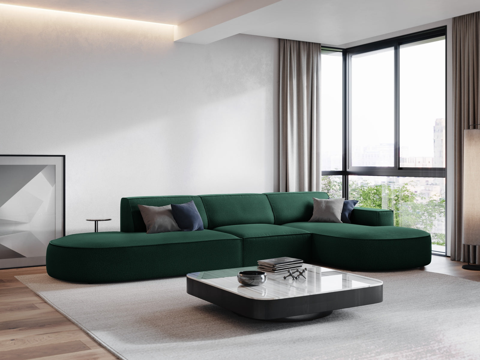 Jodie Modulares Ecksofa rechts 4 Sitzer in Green präsentiert im Onlineshop von KAQTU Design AG. Ecksofa rechts ist von Micadoni