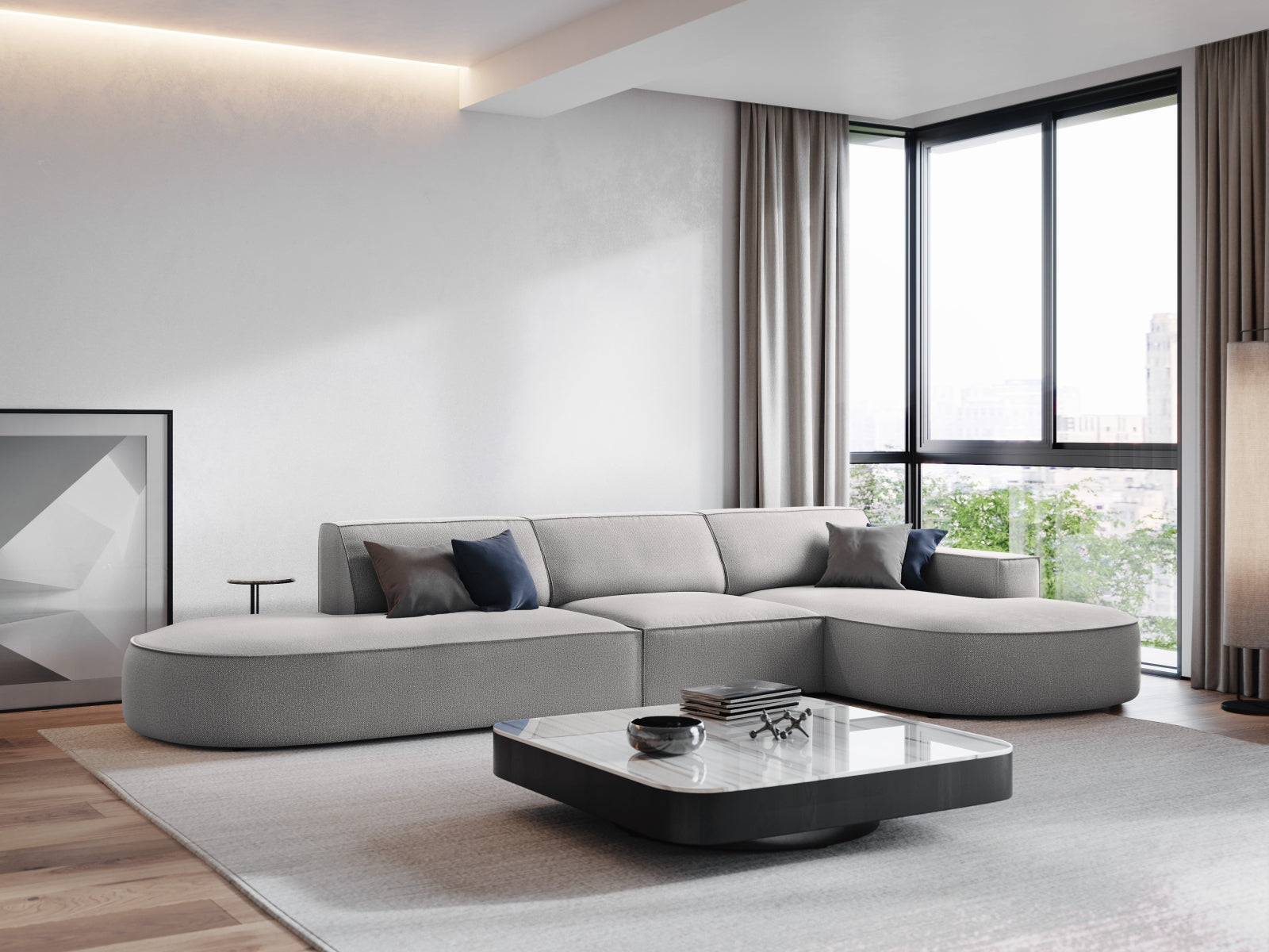 Jodie Modulares Ecksofa rechts 4 Sitzer in Light Grey präsentiert im Onlineshop von KAQTU Design AG. Ecksofa rechts ist von Micadoni