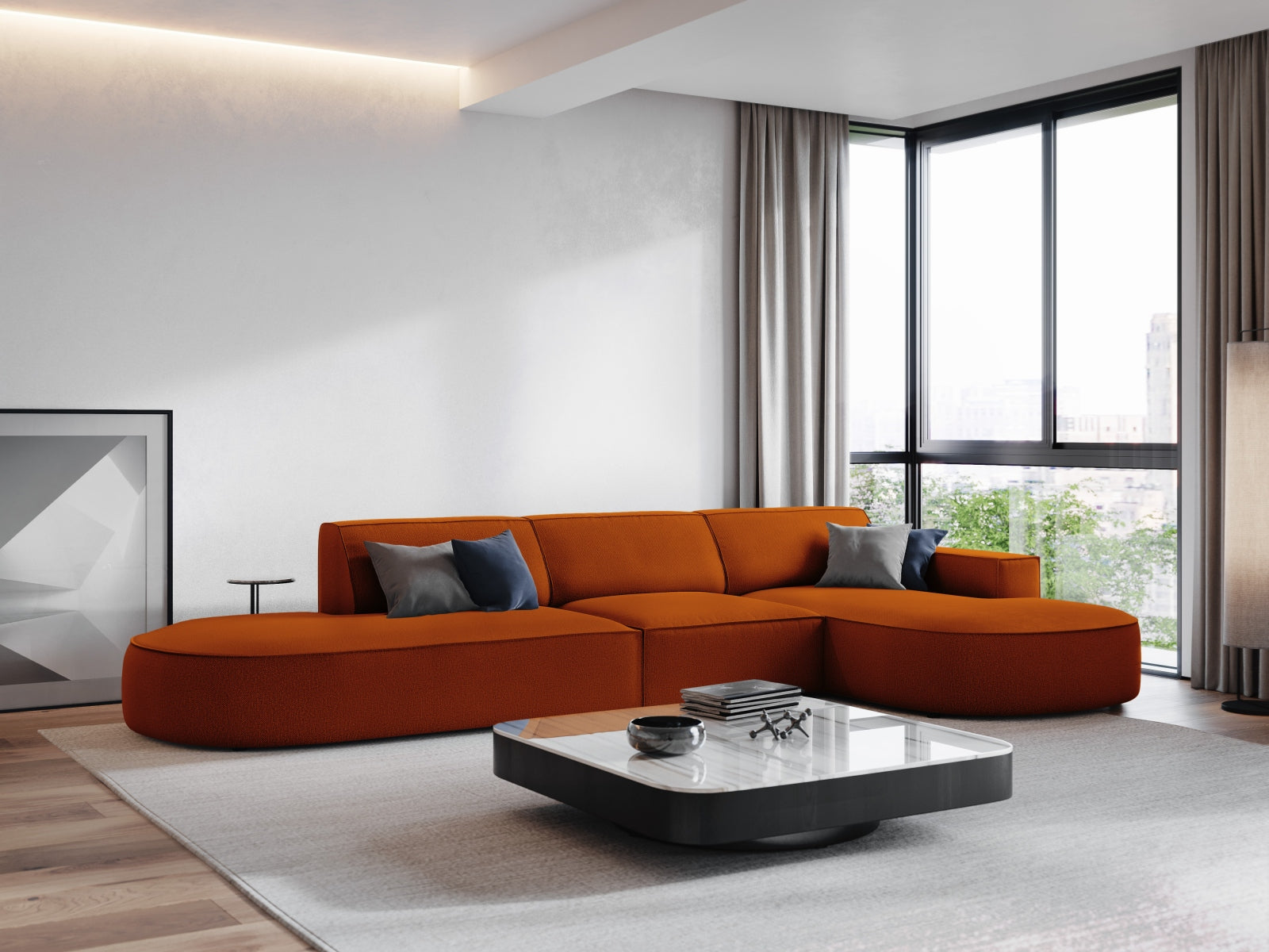 Jodie Modulares Ecksofa rechts 4 Sitzer in Terracotta präsentiert im Onlineshop von KAQTU Design AG. Ecksofa rechts ist von Micadoni