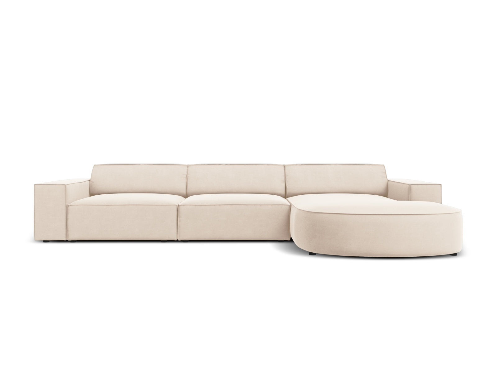 Jodie Velour modulares Ecksofa rechts 4 Sitzer in Light Beige präsentiert im Onlineshop von KAQTU Design AG. Ecksofa rechts ist von Micadoni