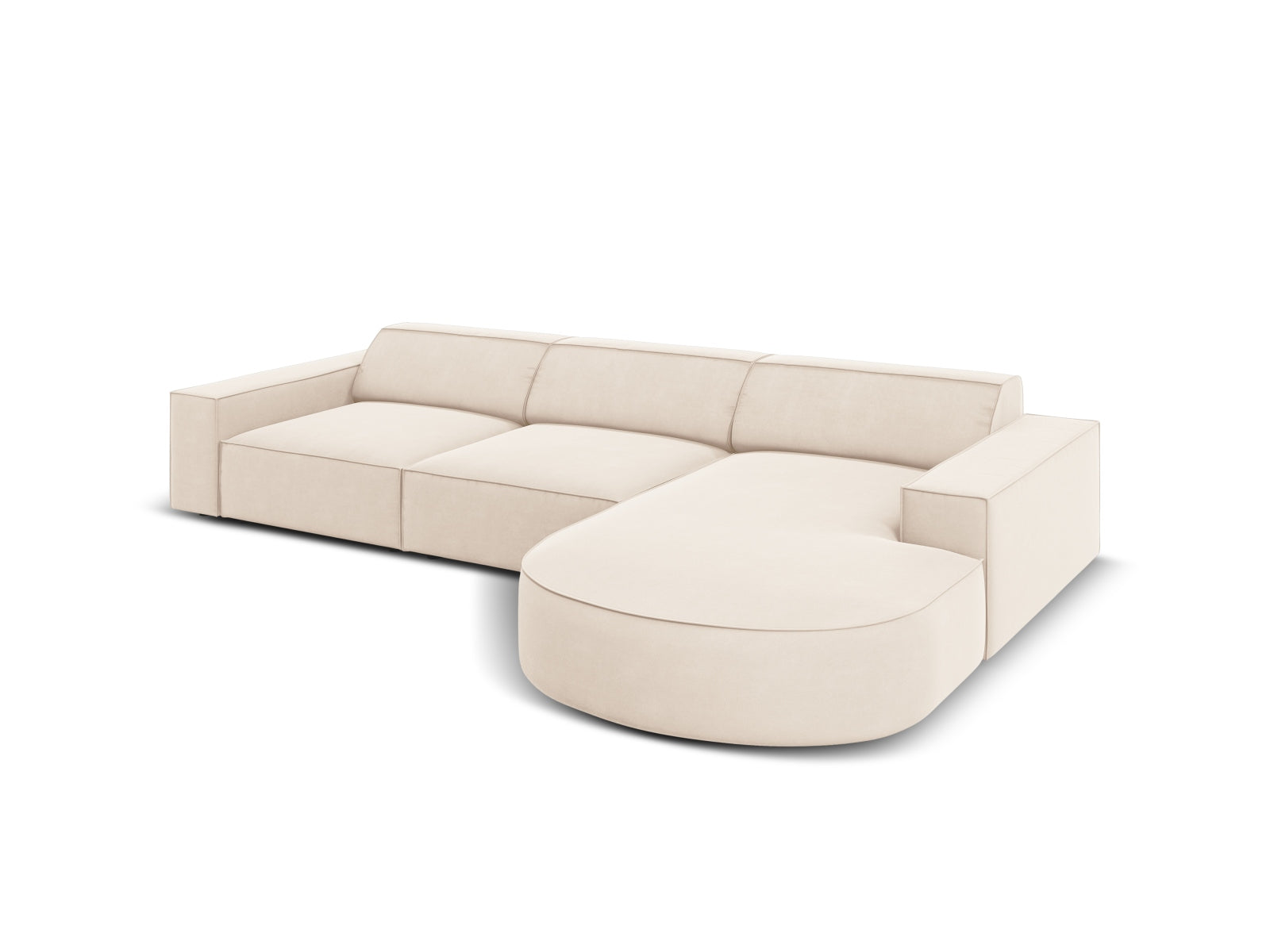 Jodie Velour modulares Ecksofa rechts 4 Sitzer in Light Beige präsentiert im Onlineshop von KAQTU Design AG. Ecksofa rechts ist von Micadoni
