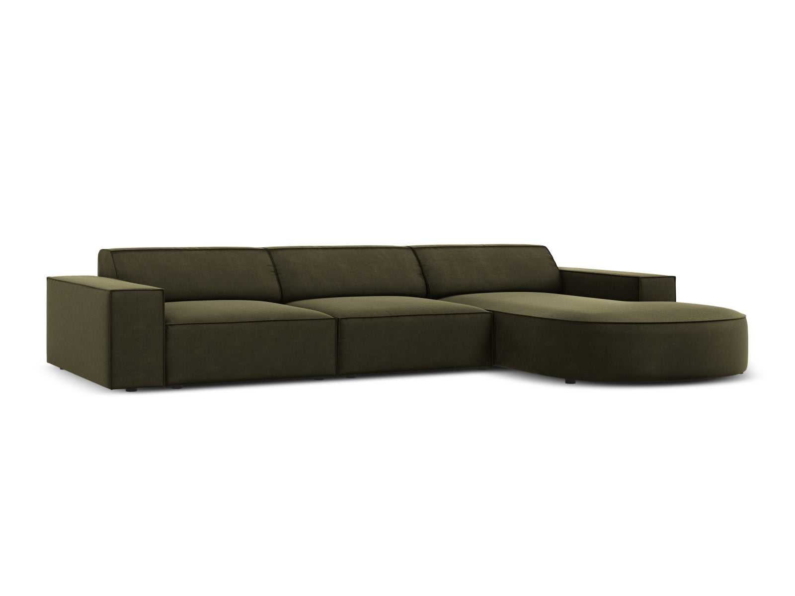 Jodie Velour modulares Ecksofa rechts 4 Sitzer in Green präsentiert im Onlineshop von KAQTU Design AG. Ecksofa rechts ist von Micadoni