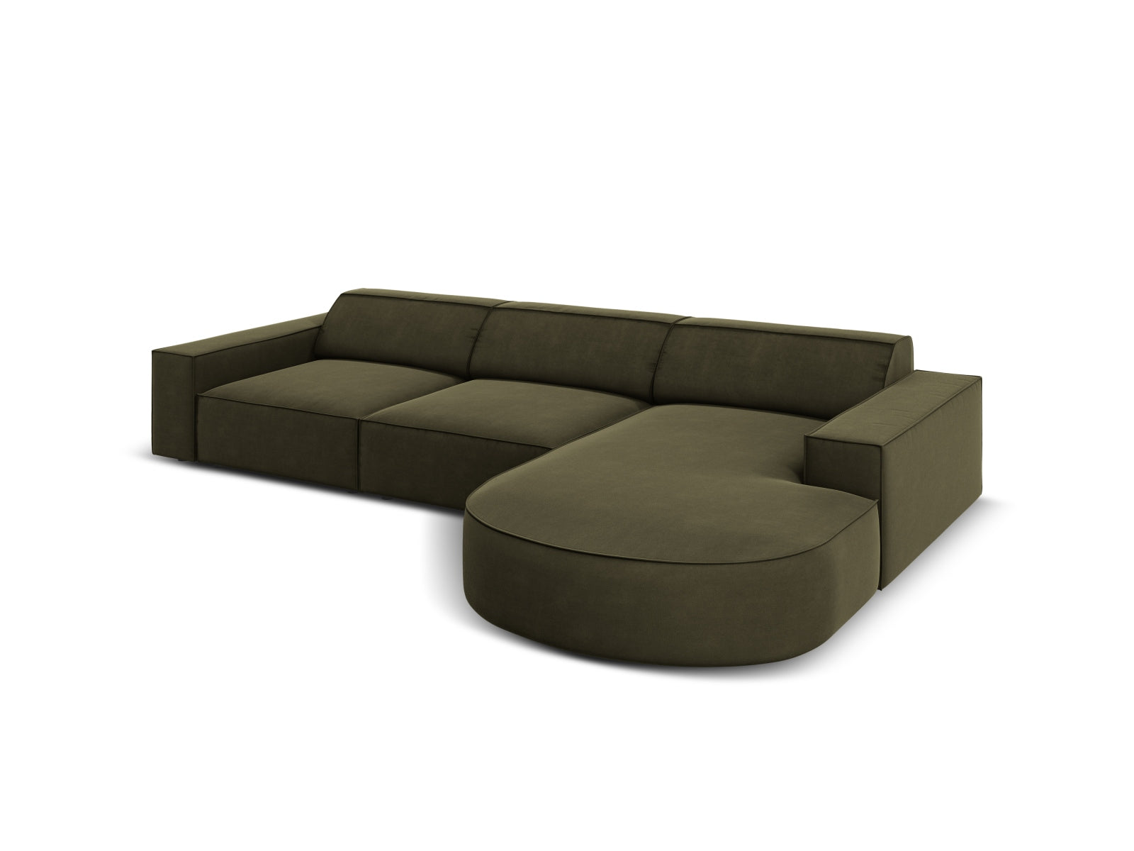 Jodie Velour modulares Ecksofa rechts 4 Sitzer in Green präsentiert im Onlineshop von KAQTU Design AG. Ecksofa rechts ist von Micadoni