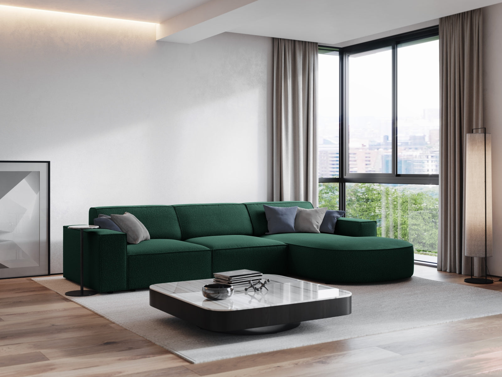Jodie Modulares Ecksofa rechts 4 Sitzer in Green präsentiert im Onlineshop von KAQTU Design AG. Ecksofa rechts ist von Micadoni