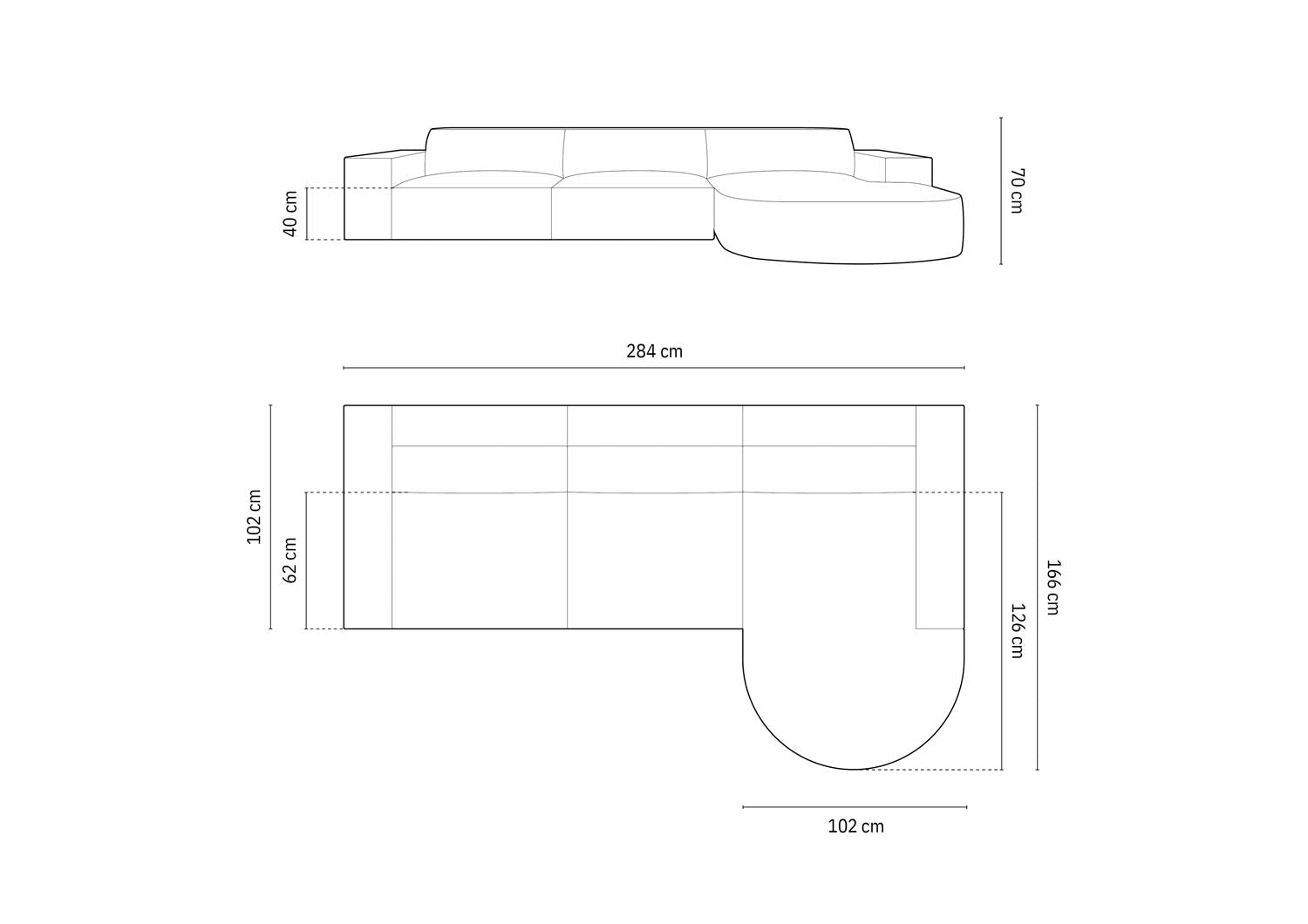 Jodie Modulares Ecksofa rechts 4 Sitzer in Blue präsentiert im Onlineshop von KAQTU Design AG. Ecksofa rechts ist von Micadoni