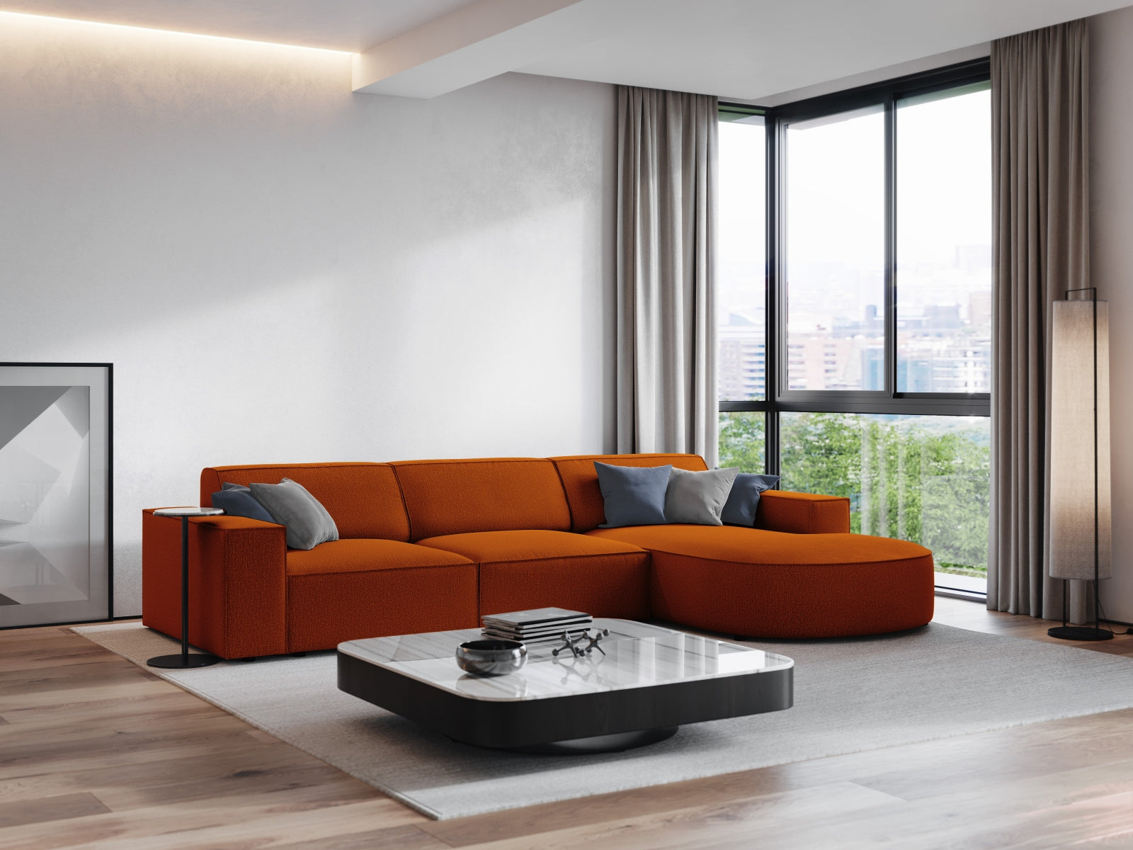 Jodie Modulares Ecksofa rechts 4 Sitzer in Terracotta präsentiert im Onlineshop von KAQTU Design AG. Ecksofa rechts ist von Micadoni