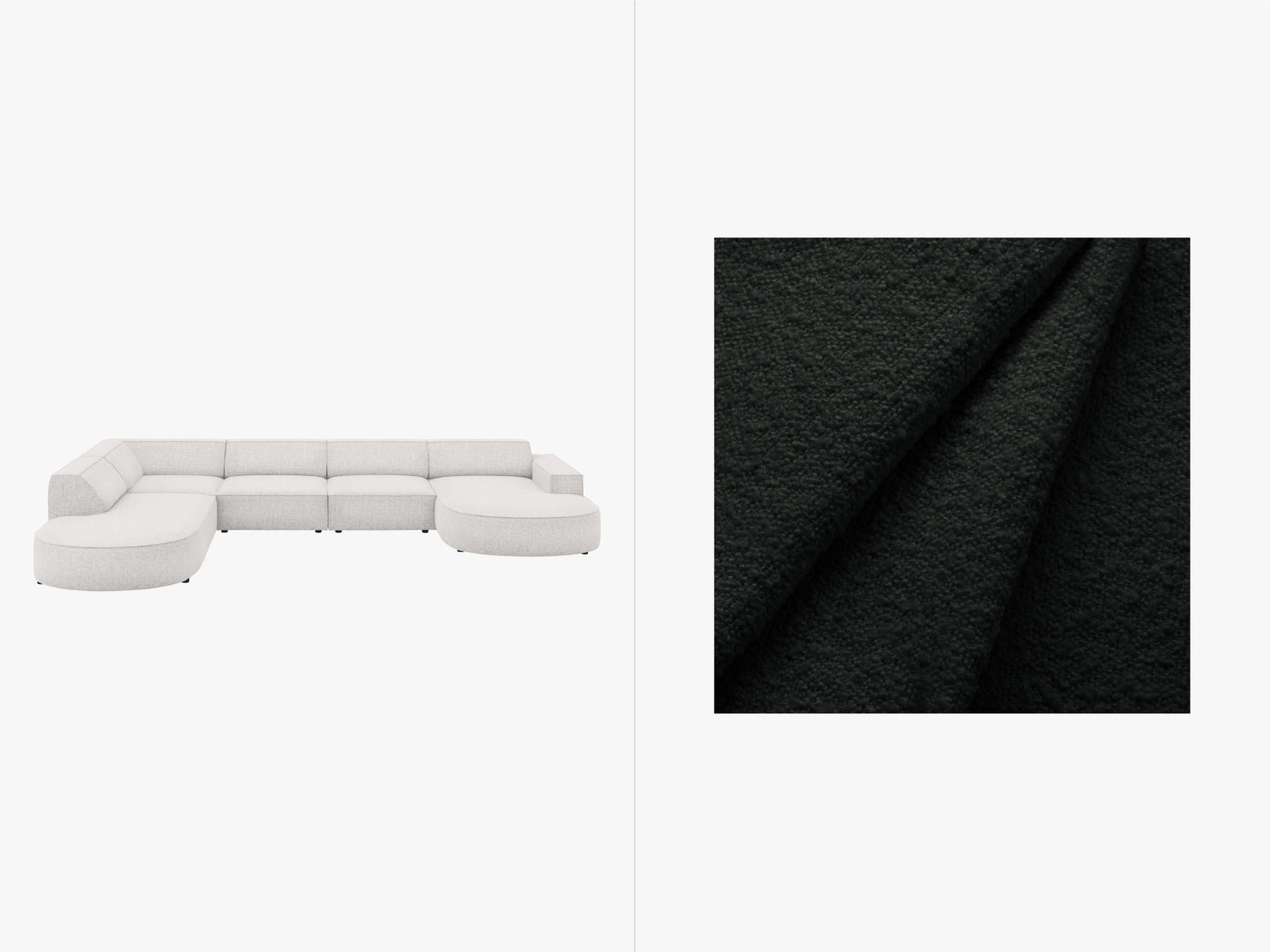 Jodie Boucle modulares Panoramic Ecksofa links 7 Sitzer in Black präsentiert im Onlineshop von KAQTU Design AG. Ecksofa links ist von Micadoni