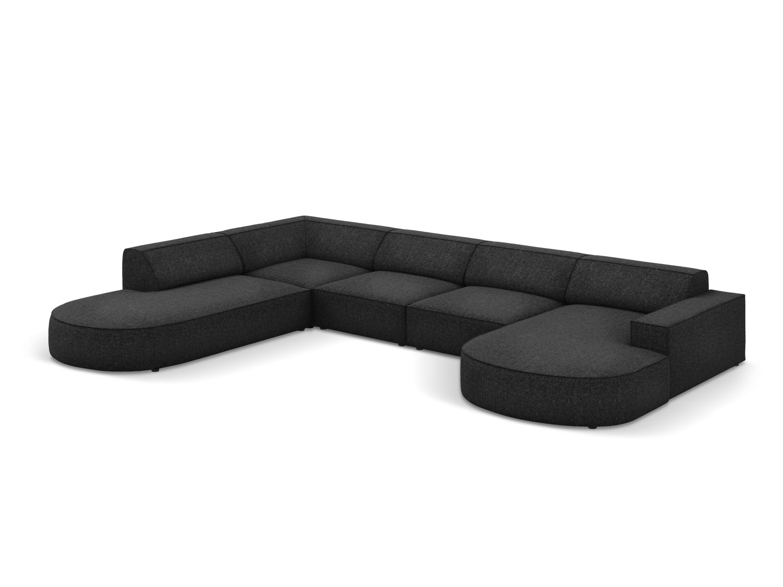 Jodie Modulares Panoramic Ecksofa links 7 Sitzer in Black präsentiert im Onlineshop von KAQTU Design AG. Ecksofa links ist von Micadoni