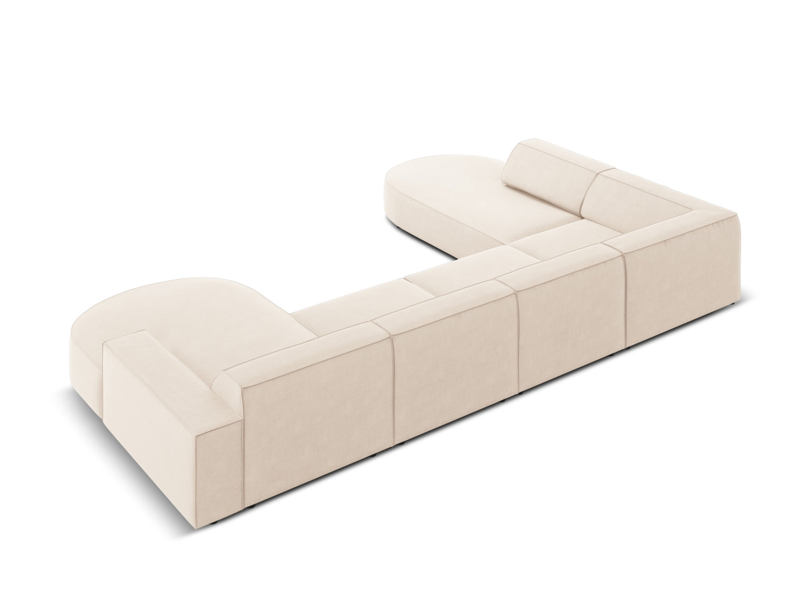 Jodie Velour modulares Panoramic Ecksofa links 7 Sitzer in Light Beige präsentiert im Onlineshop von KAQTU Design AG. Ecksofa links ist von Micadoni