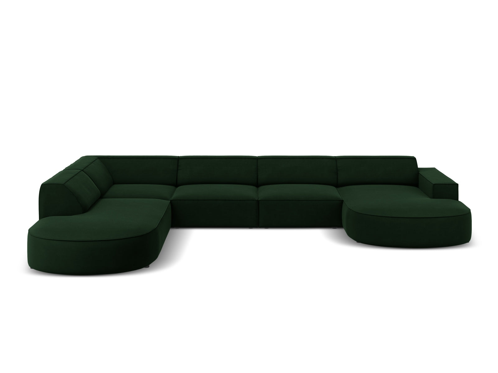 Jodie Velour modulares Panoramic Ecksofa links 7 Sitzer in Bottle Green präsentiert im Onlineshop von KAQTU Design AG. Ecksofa links ist von Micadoni