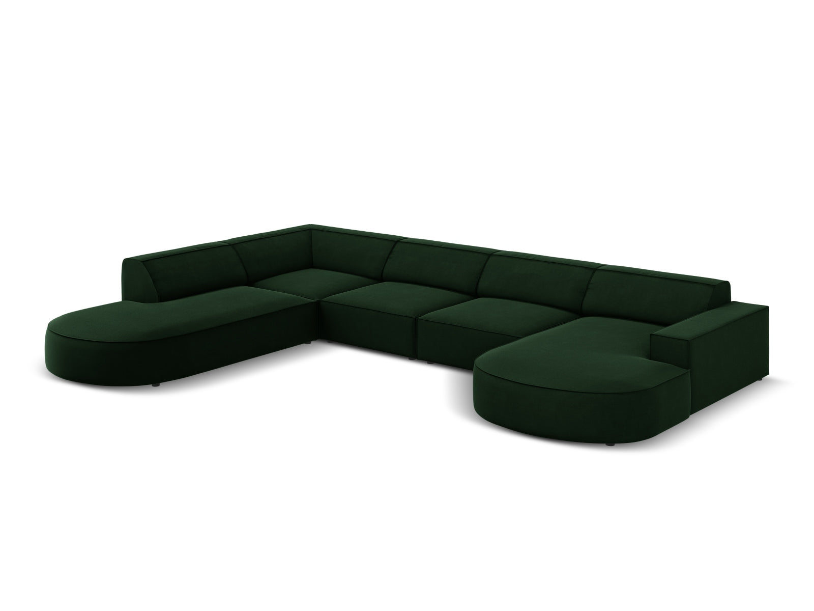 Jodie Velour modulares Panoramic Ecksofa links 7 Sitzer in Bottle Green präsentiert im Onlineshop von KAQTU Design AG. Ecksofa links ist von Micadoni