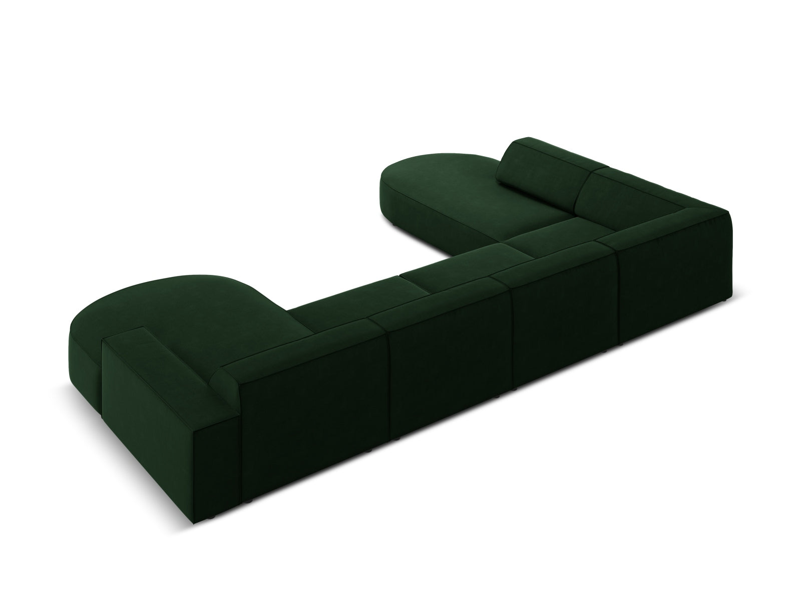 Jodie Velour modulares Panoramic Ecksofa links 7 Sitzer in Bottle Green präsentiert im Onlineshop von KAQTU Design AG. Ecksofa links ist von Micadoni