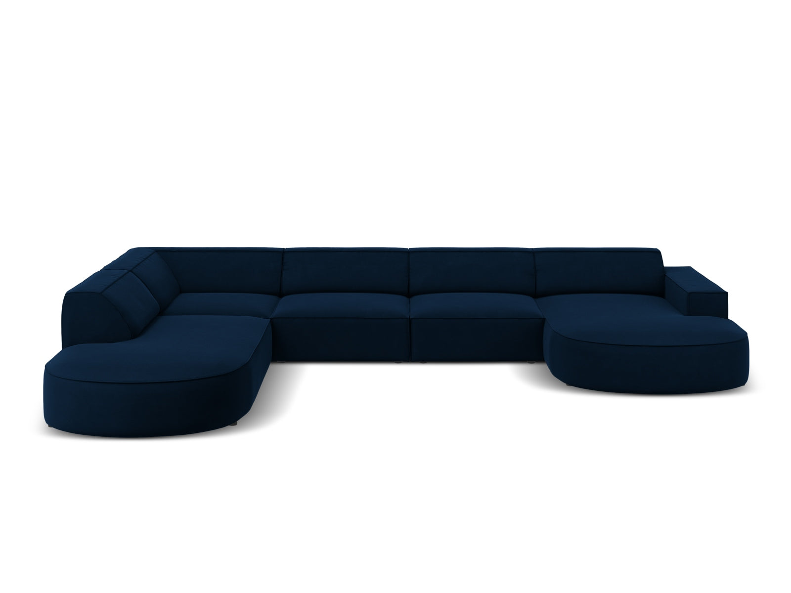 Jodie Velour modulares Panoramic Ecksofa links 7 Sitzer in Royal Blue präsentiert im Onlineshop von KAQTU Design AG. Ecksofa links ist von Micadoni