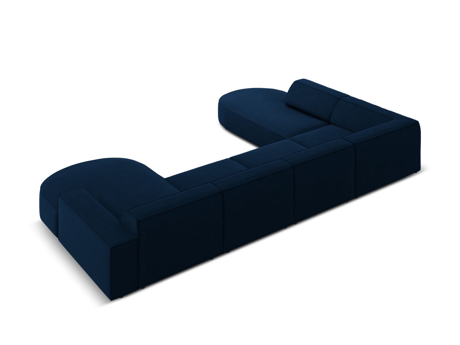 Jodie Velour modulares Panoramic Ecksofa links 7 Sitzer in Royal Blue präsentiert im Onlineshop von KAQTU Design AG. Ecksofa links ist von Micadoni