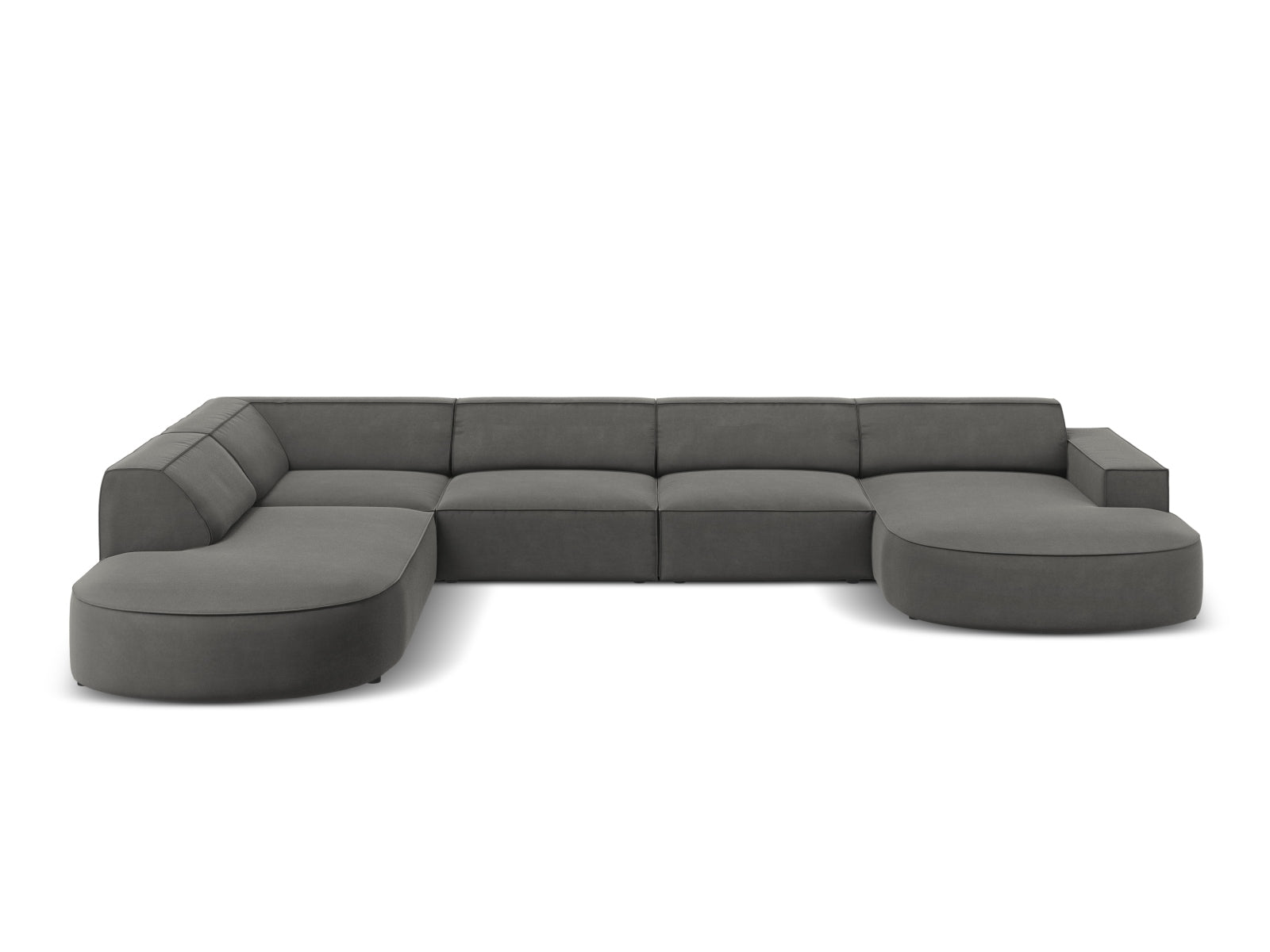 Jodie Velour modulares Panoramic Ecksofa links 7 Sitzer in Light Grey präsentiert im Onlineshop von KAQTU Design AG. Ecksofa links ist von Micadoni