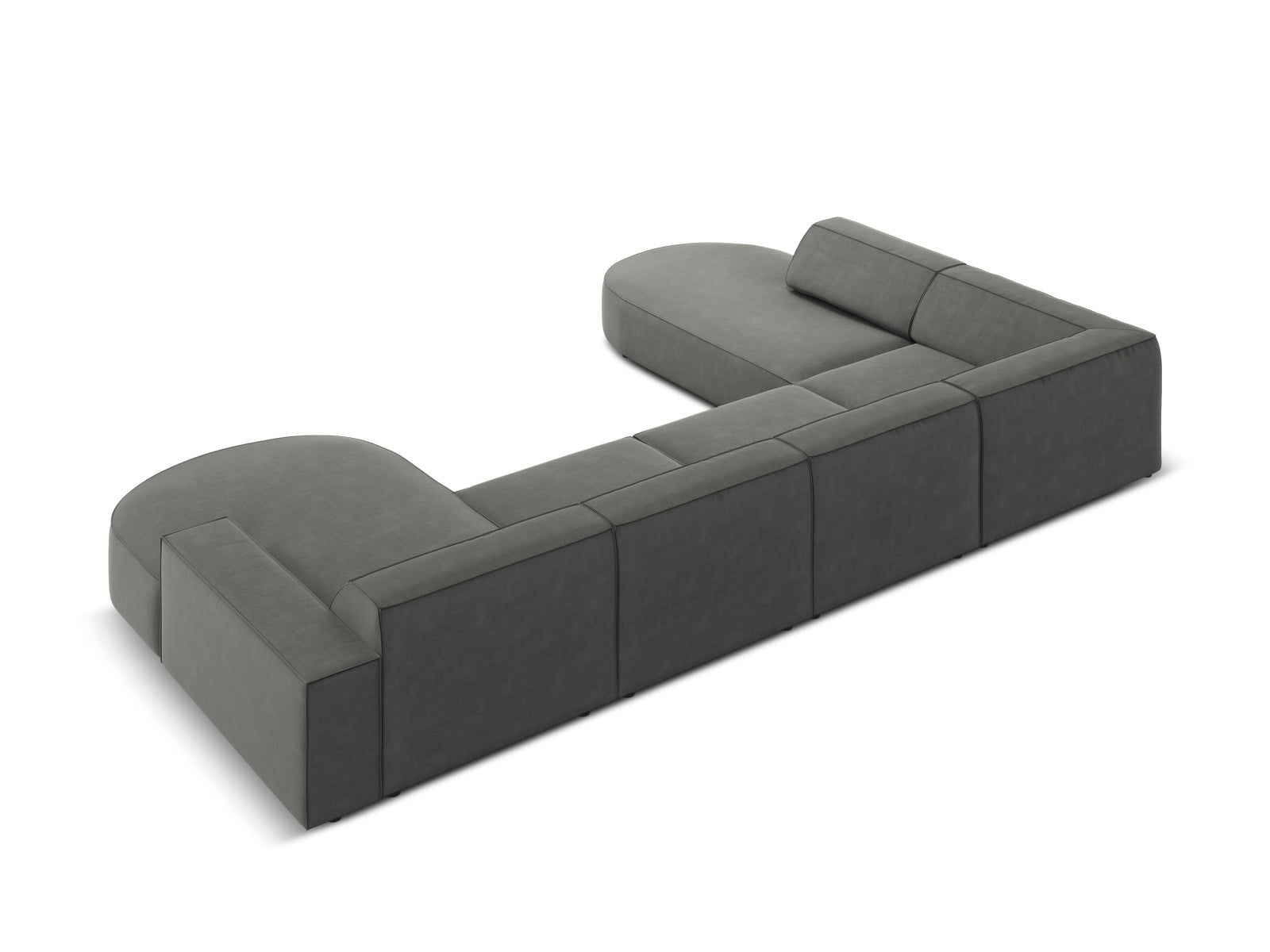 Jodie Velour modulares Panoramic Ecksofa links 7 Sitzer in Light Grey präsentiert im Onlineshop von KAQTU Design AG. Ecksofa links ist von Micadoni
