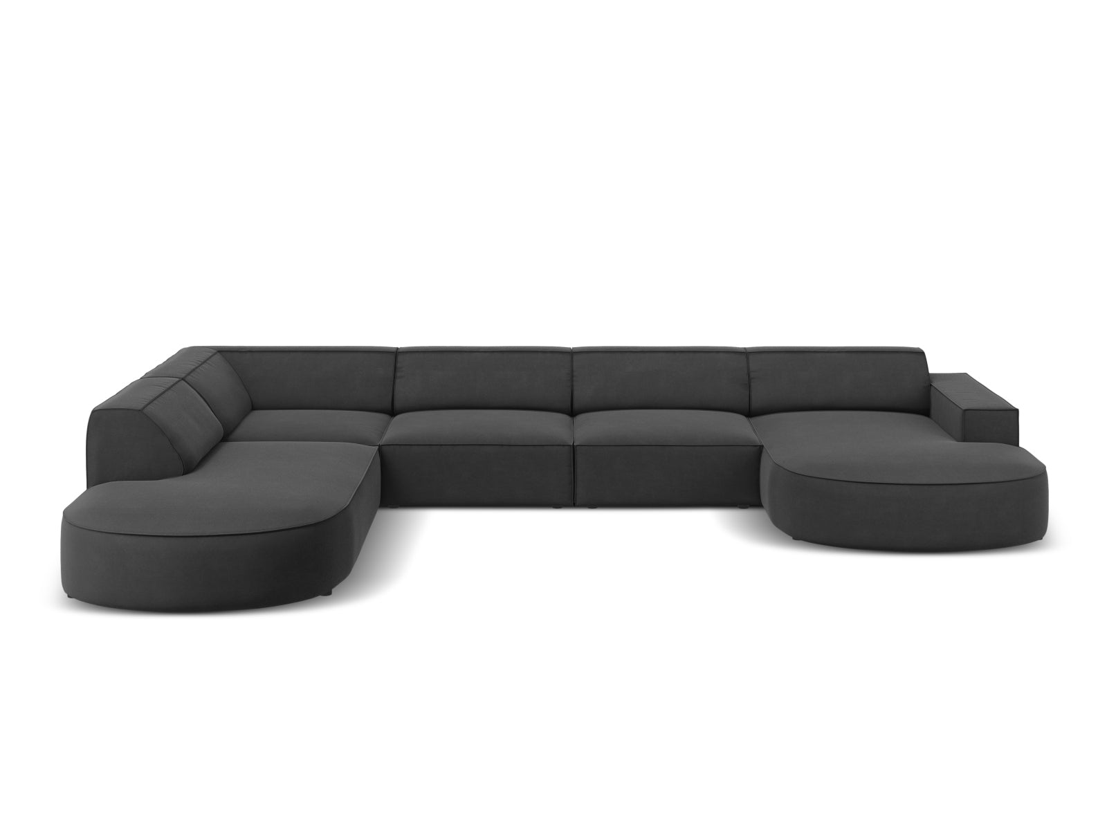 Jodie Velour modulares Panoramic Ecksofa links 7 Sitzer in Grey präsentiert im Onlineshop von KAQTU Design AG. Ecksofa links ist von Micadoni