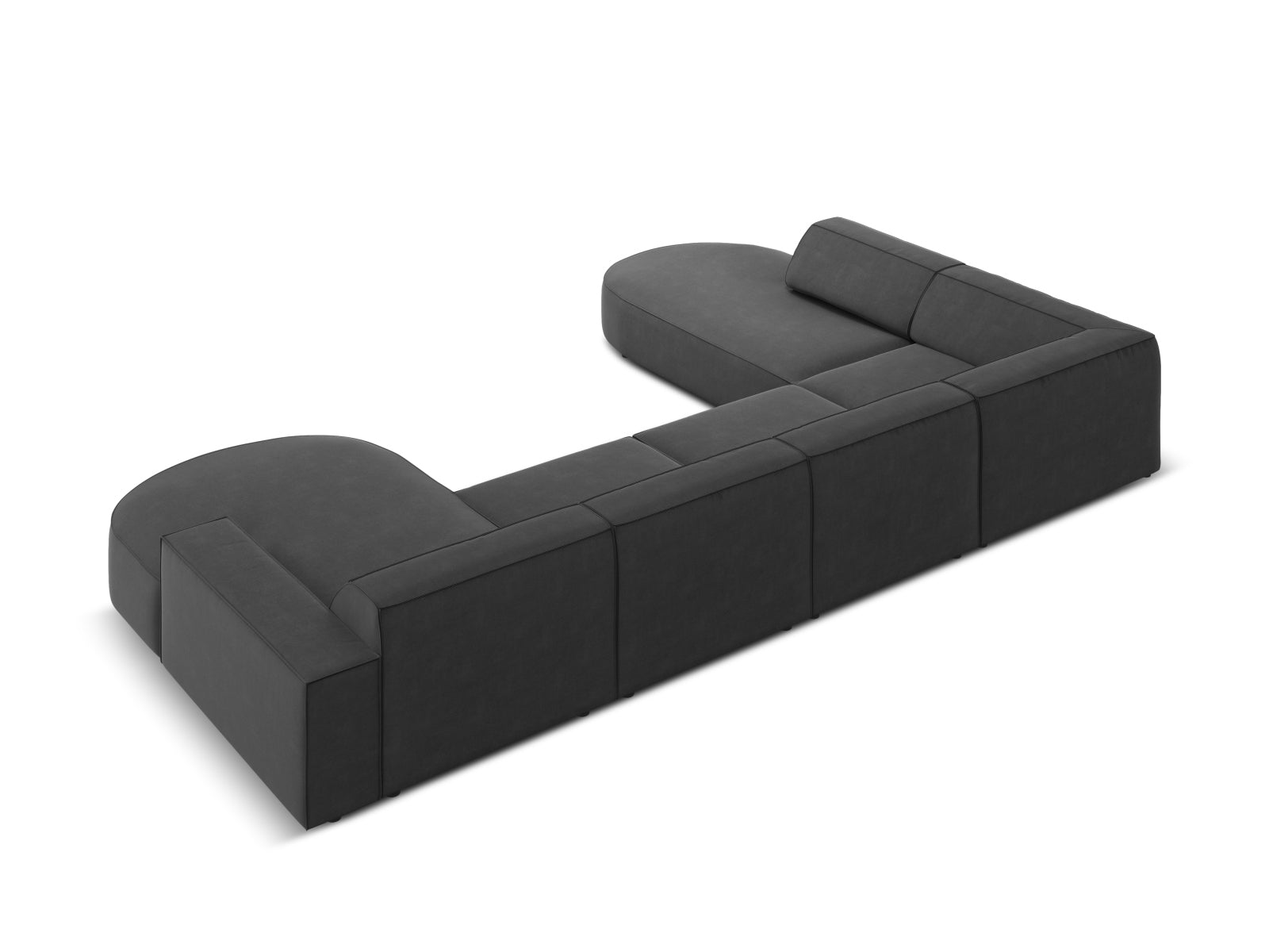 Jodie Velour modulares Panoramic Ecksofa links 7 Sitzer in Grey präsentiert im Onlineshop von KAQTU Design AG. Ecksofa links ist von Micadoni