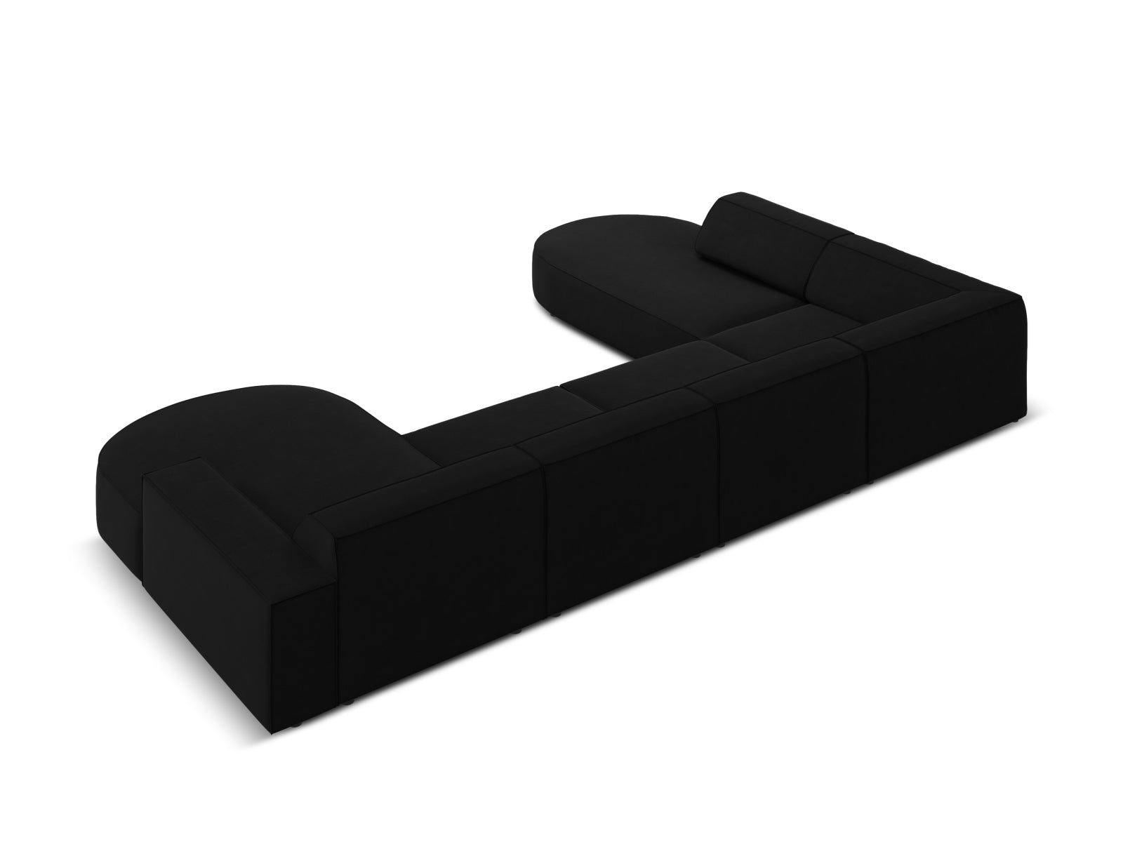 Jodie Velour modulares Panoramic Ecksofa links 7 Sitzer in Black präsentiert im Onlineshop von KAQTU Design AG. Ecksofa links ist von Micadoni